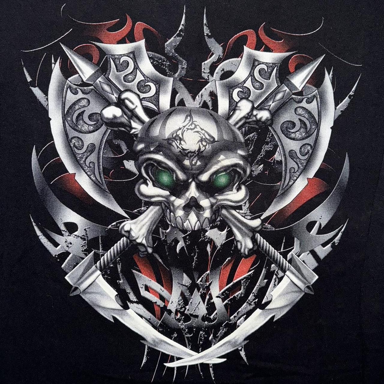 Vintage Y2K 2000s Cyber Skull Tribal Glow In The Dark Longsleeve Tee Size US XL / EU 56 / 4 - 3 Thumbnail