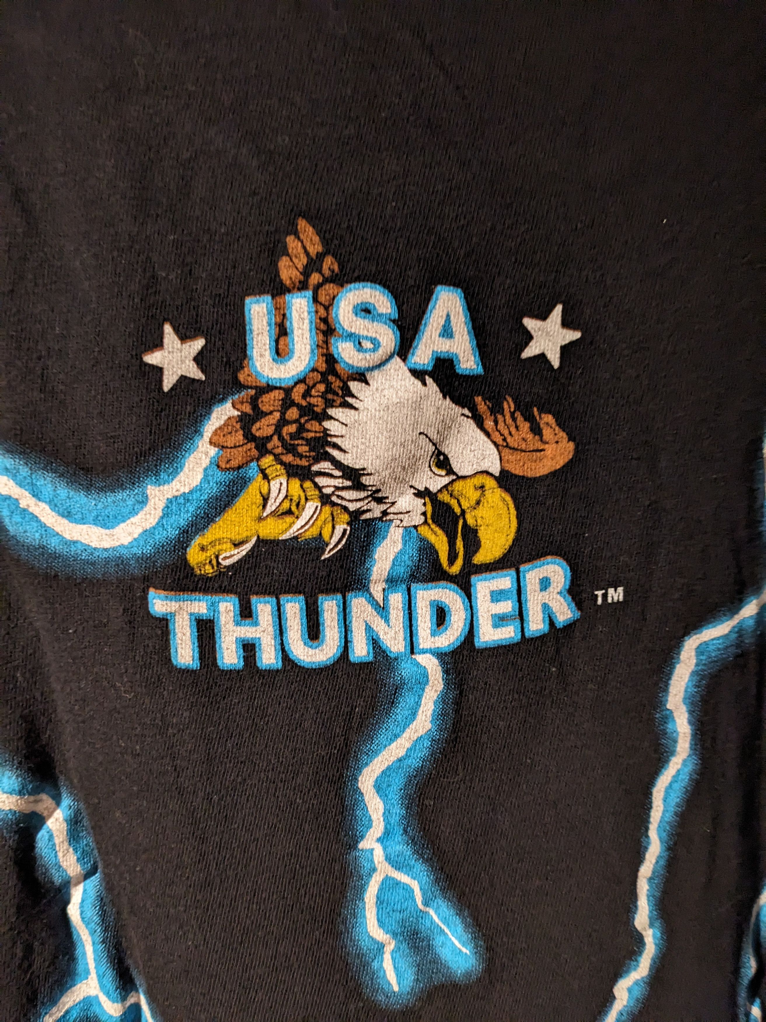 Vintage Vintage 90s USA Thunder Confederate Skull AOP Black T-Shirt Size US XL / EU 56 / 4 - 6 Thumbnail