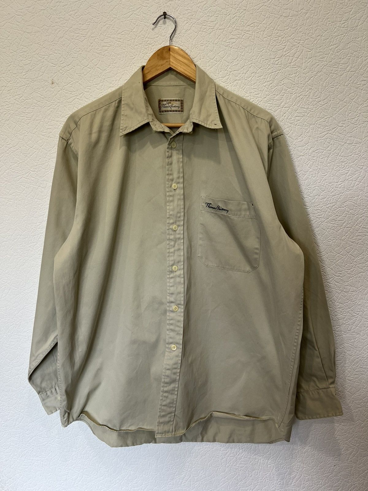 Burberry Thomas Burberry Beige Button Shirt Classic Vintage Size US XL / EU 56 / 4 - 1 Thumbnail