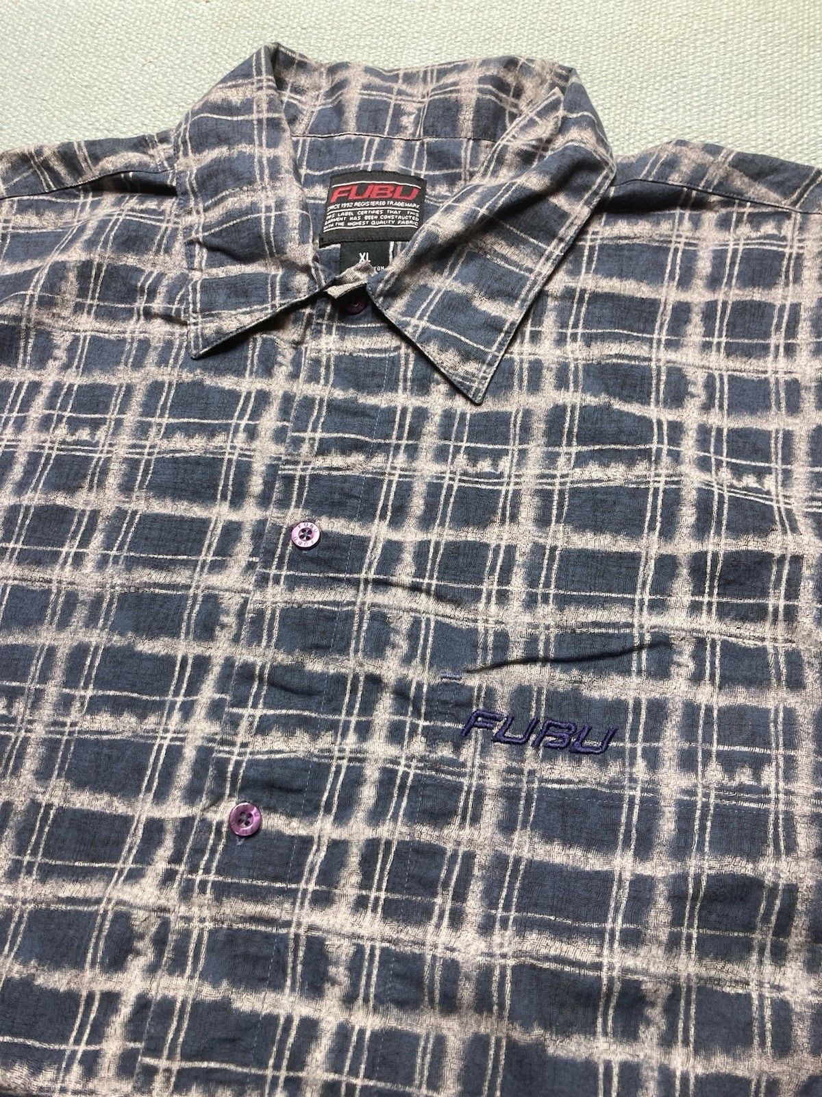 Fubu × Vintage y2k button shirt Fubu short sleeve shadow hip hop baggy XL Size US XL / EU 56 / 4 - 4 Thumbnail