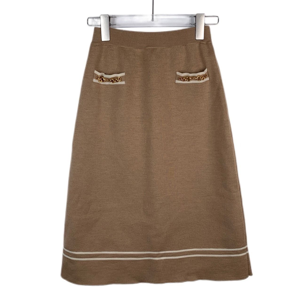 Gucci Gucci Wool Knit Skirt XS Brown Horse Buckle Trim Decorative Size 26" / US 2 / IT 38 - 1 Thumbnail