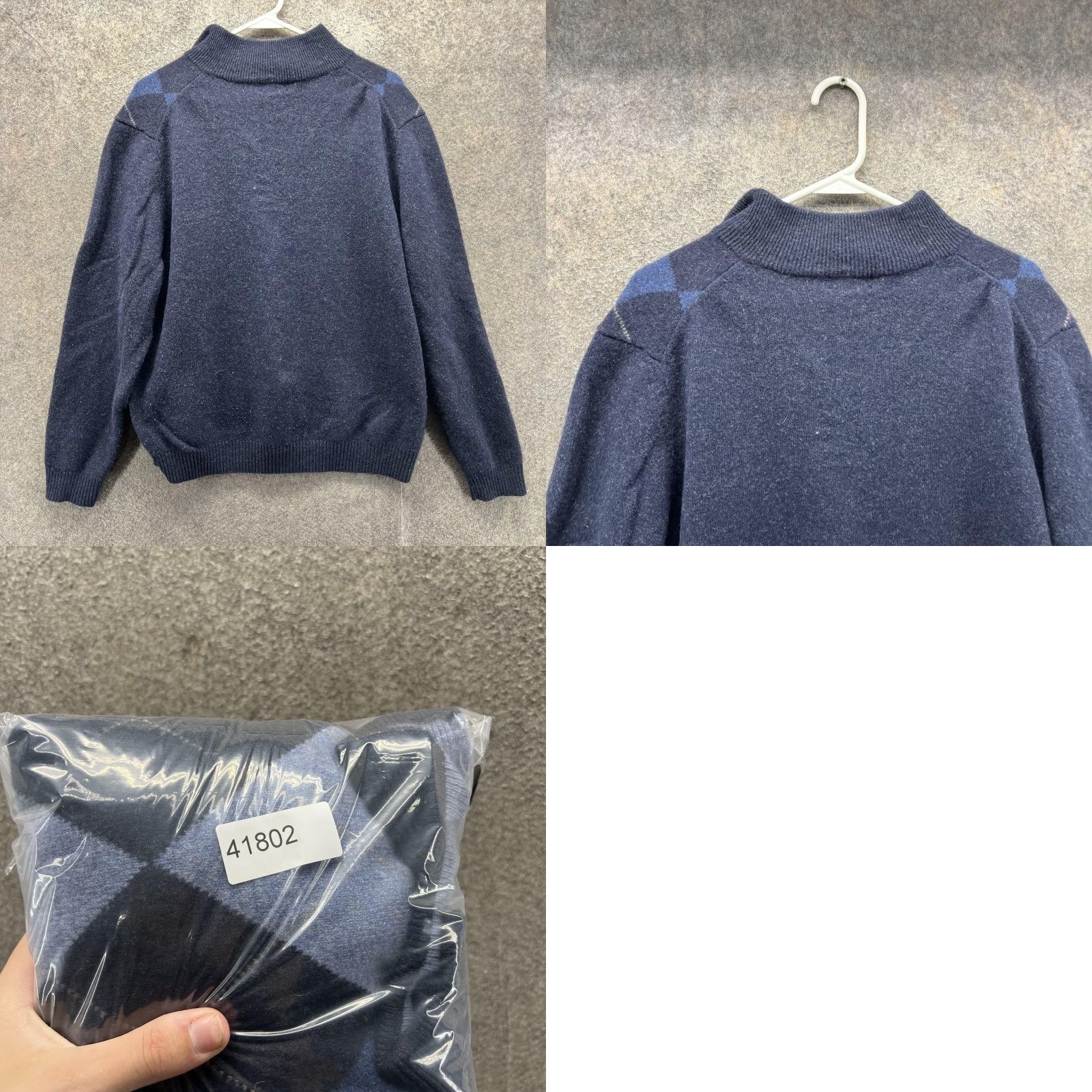 Brooks Brothers Brooks Brothers 346 Sweater Mens XL Blue Wool Argyle 1/4 Zip Mock Neck Pullover Size US XL / EU 56 / 4 - 8 Thumbnail