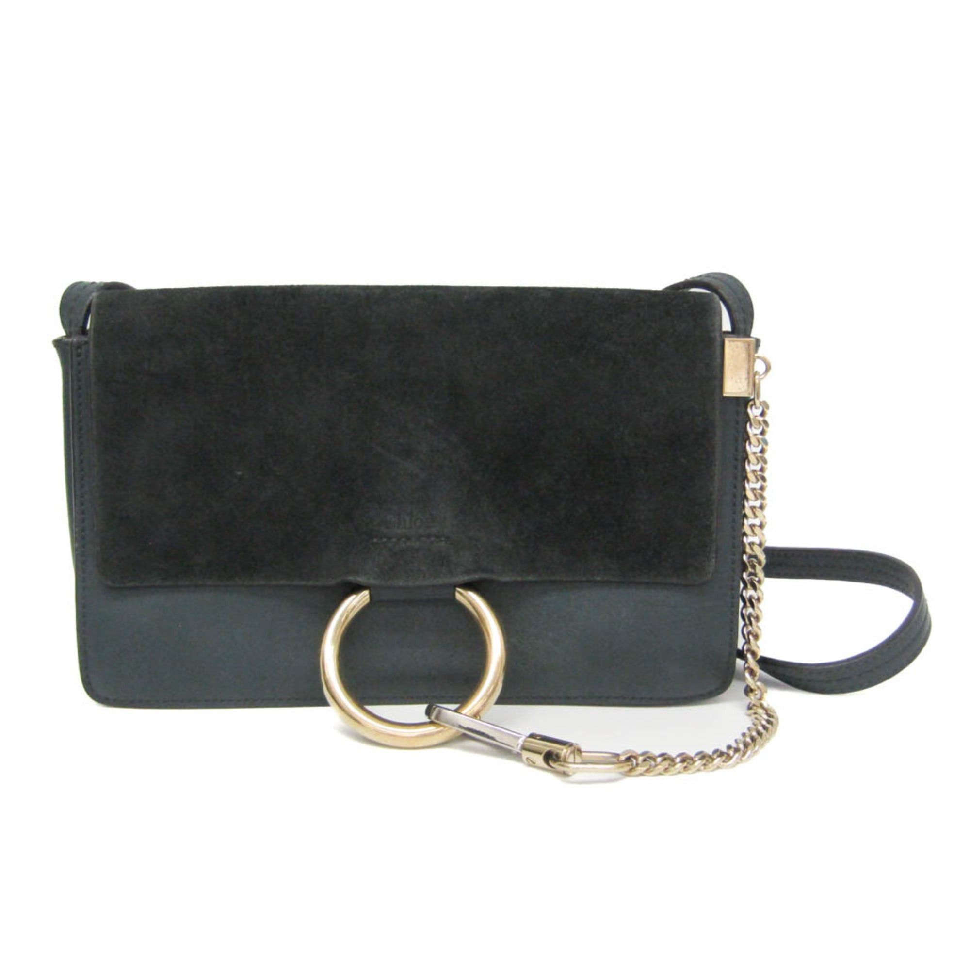 Chloe Chloé Faye Women's Leather,Suede Shoulder Bag Dark Green Size ONE SIZE - 1 Thumbnail