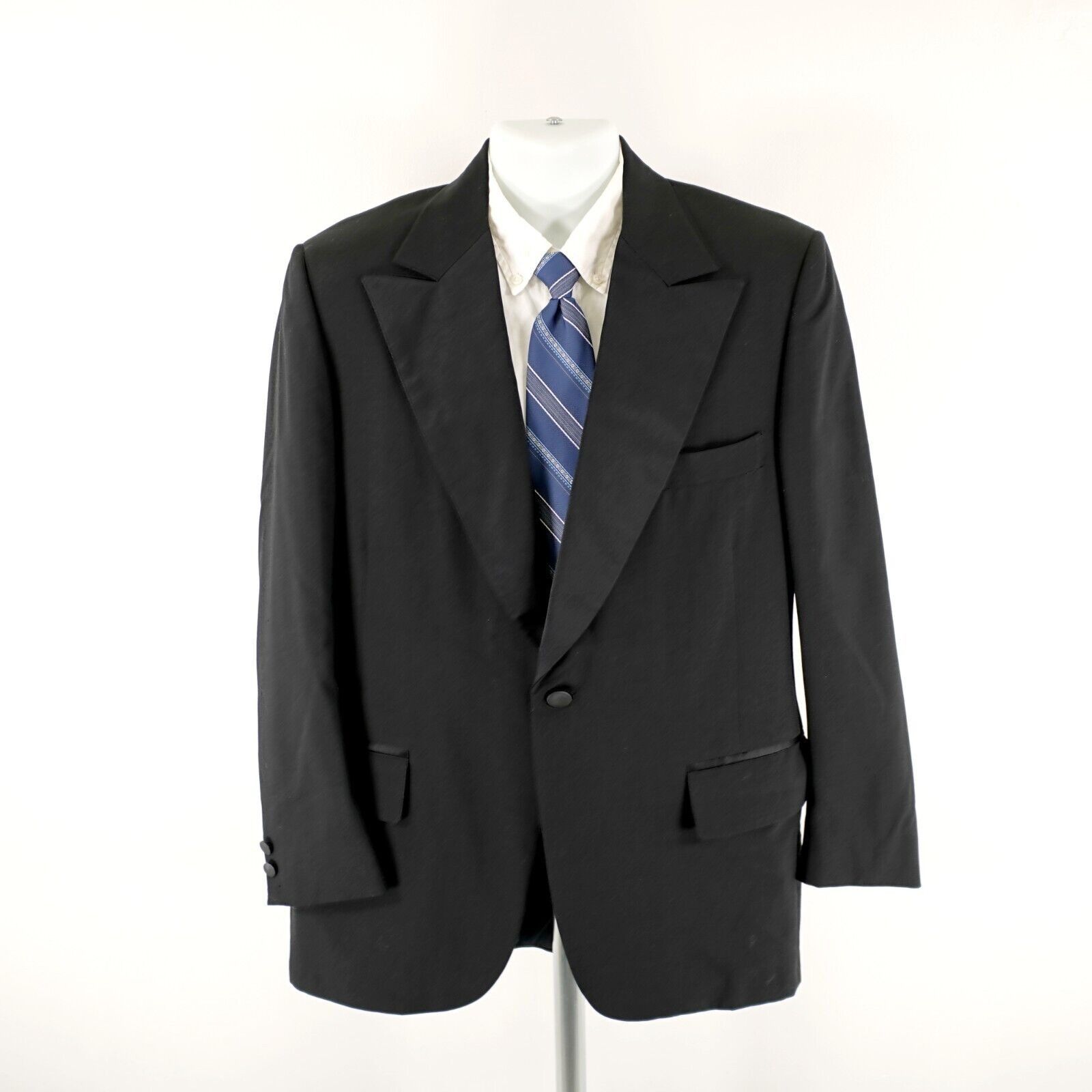 Saks Fifth Avenue Lord West Saks Fifth Ave Black Wool 1 Felt Button Tuxedo Jac Size 38R - 5 Thumbnail