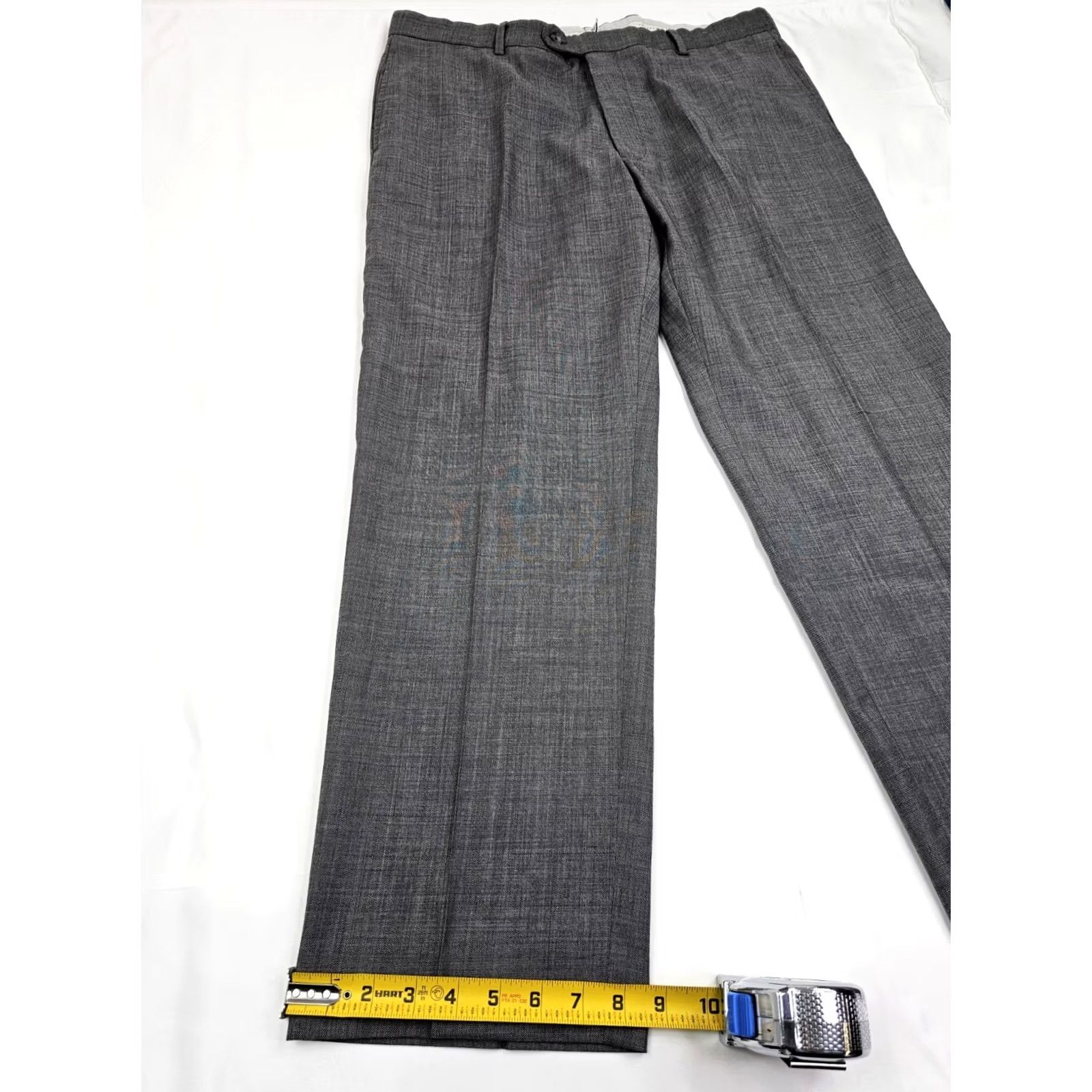 Joseph Abboud JOSEPH ABBOUD Dress Pants Men 36x29 Wool Tollegno 1900 Super 120s Heather Gray Flat Front, Regular Fit, Button Pockets, Dress Trouser Size US 36 / EU 52 - 2 Thumbnail
