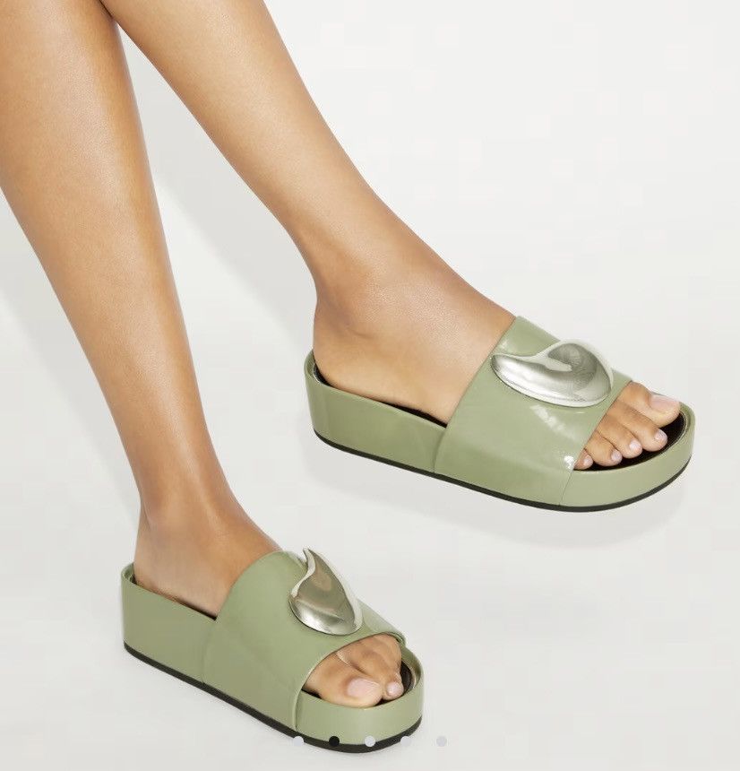 Tory Burch Tory Burch Patos Slide Crinkle Leather Metal Plate 10.5 NIB Size US 10.5 / IT 40.5 - 3 Thumbnail