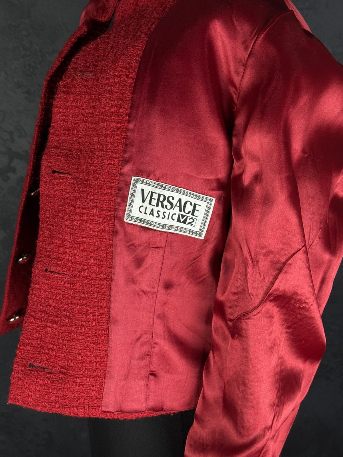 Vintage Archive!! VERSACE Classic V2 80s Red Skirt Jacket Suit Wool Size M / US 6-8 / IT 42-44 - 18 Thumbnail