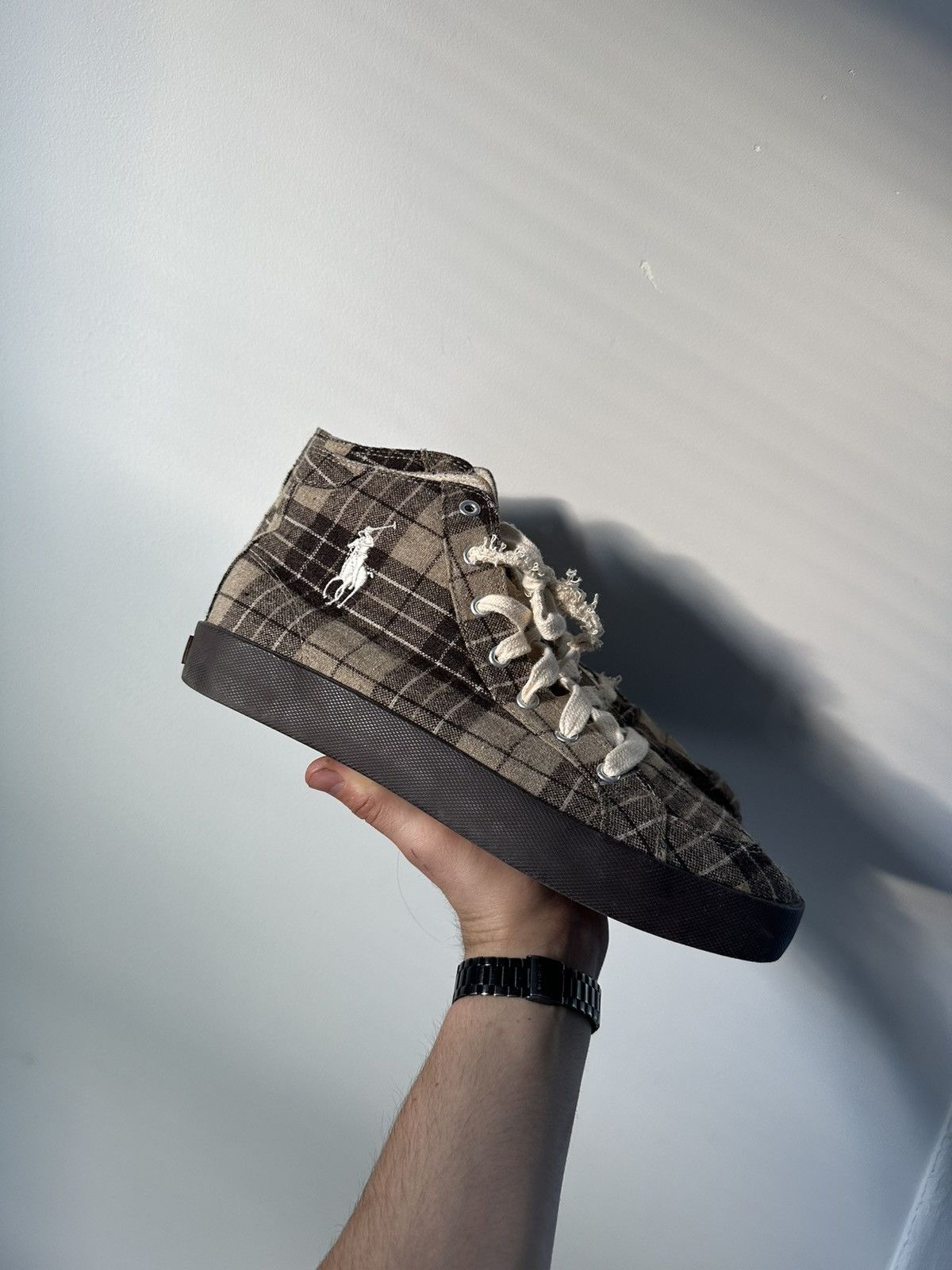 RRL Ralph Lauren Polo Ralph Lauren Brown Tan Flannel Plaid Tennis Shoes Size US 9.5 / EU 42-43 - 10 Thumbnail