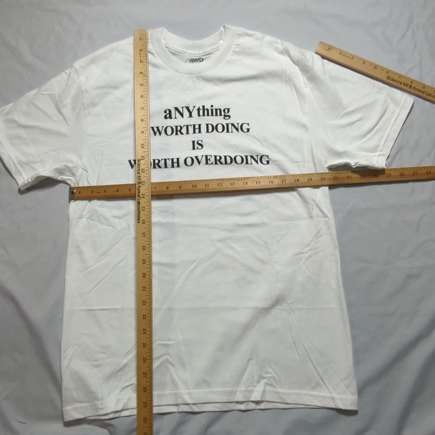 Vintage VINTAGE 4 Worth Doing aNYthing White T-Shirt Men L Graphic Print Crew Neck Short Sleeve Logo Tee Mens Size US L / EU 52-54 / 3 - 5 Thumbnail