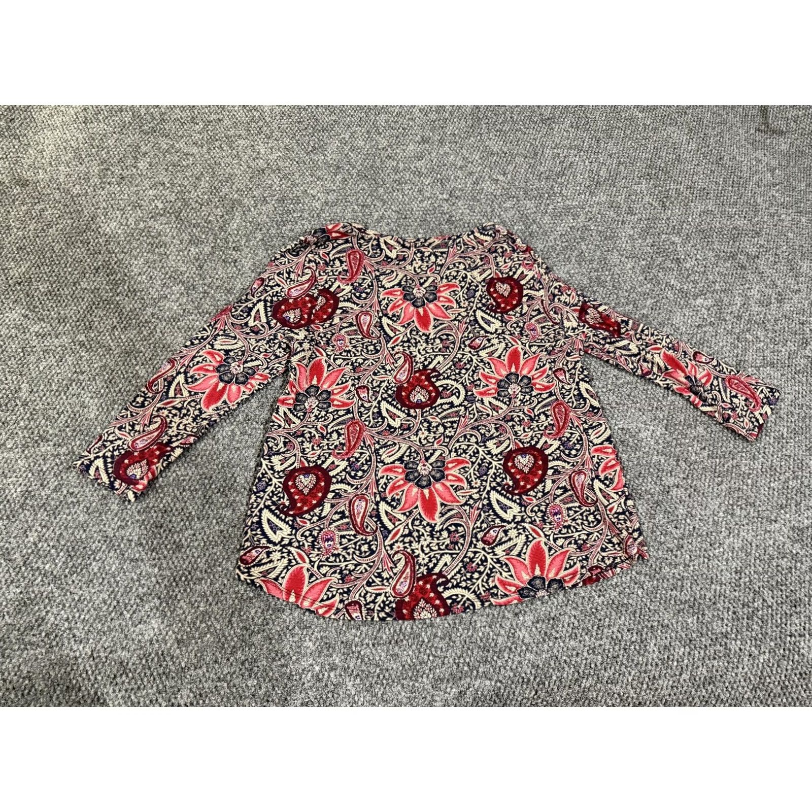 Lucky Brand Lucky Brand Shirt Womens L Paisley Scoop Neck 3/4 Sleeve Tunic Top Boho Casual Tunic Hem Multicolor Size L / US 10 / IT 46 - 6 Thumbnail