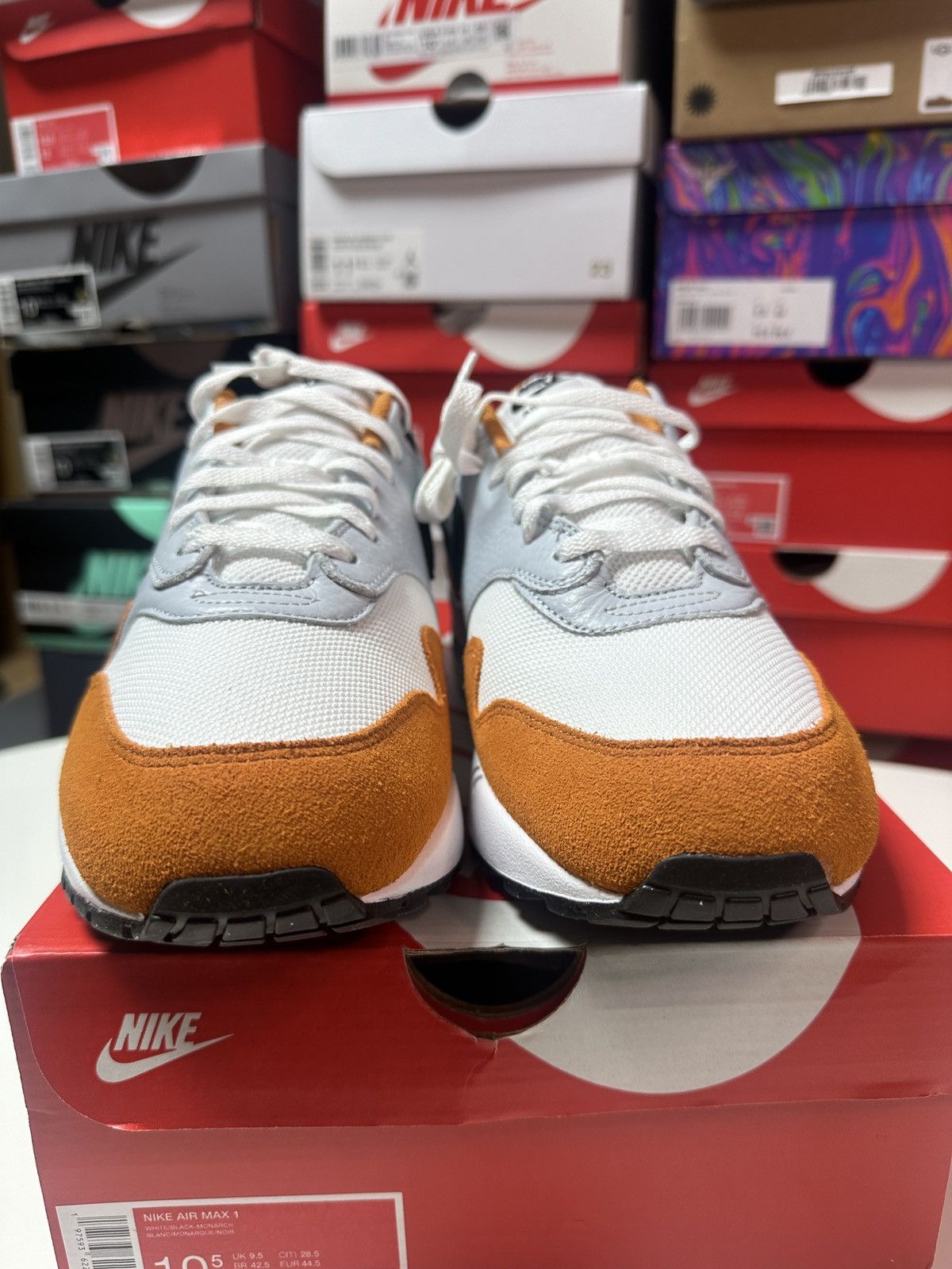Nike *New* Nike Men's Air Max 1 White Black Monarch Size 10.5 Size US 10.5 / EU 43-44 - 4 Thumbnail