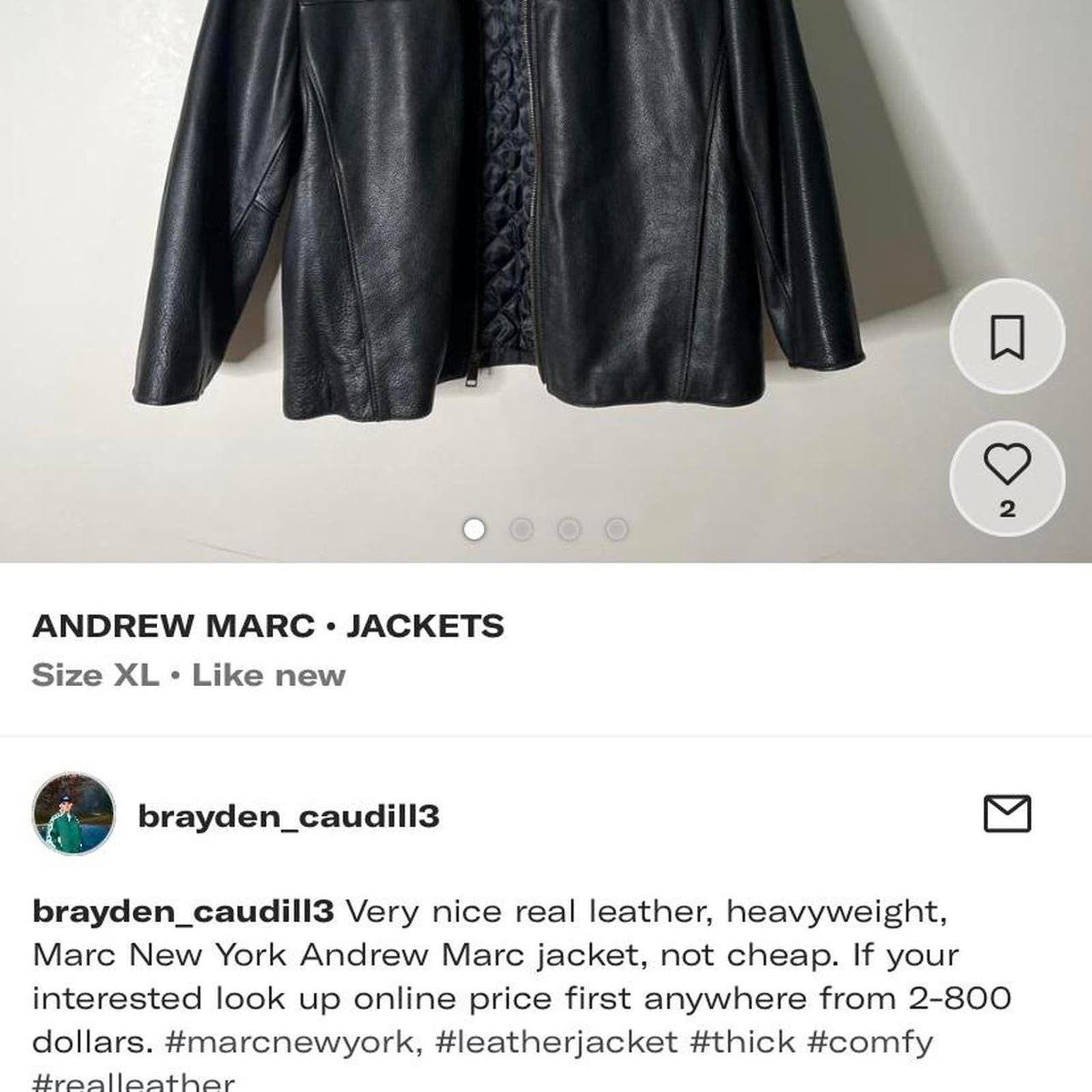 Andrew Marc Vintage black leather jacket by Grailed