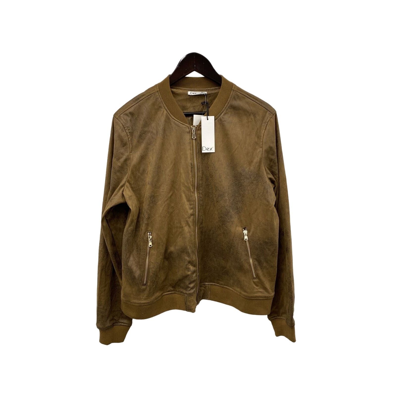 D.Exterior DEX Womens Jacket Large Tan Faux Suede Vegan Leather Bomber Size L / US 10 / IT 46 - 5 Thumbnail