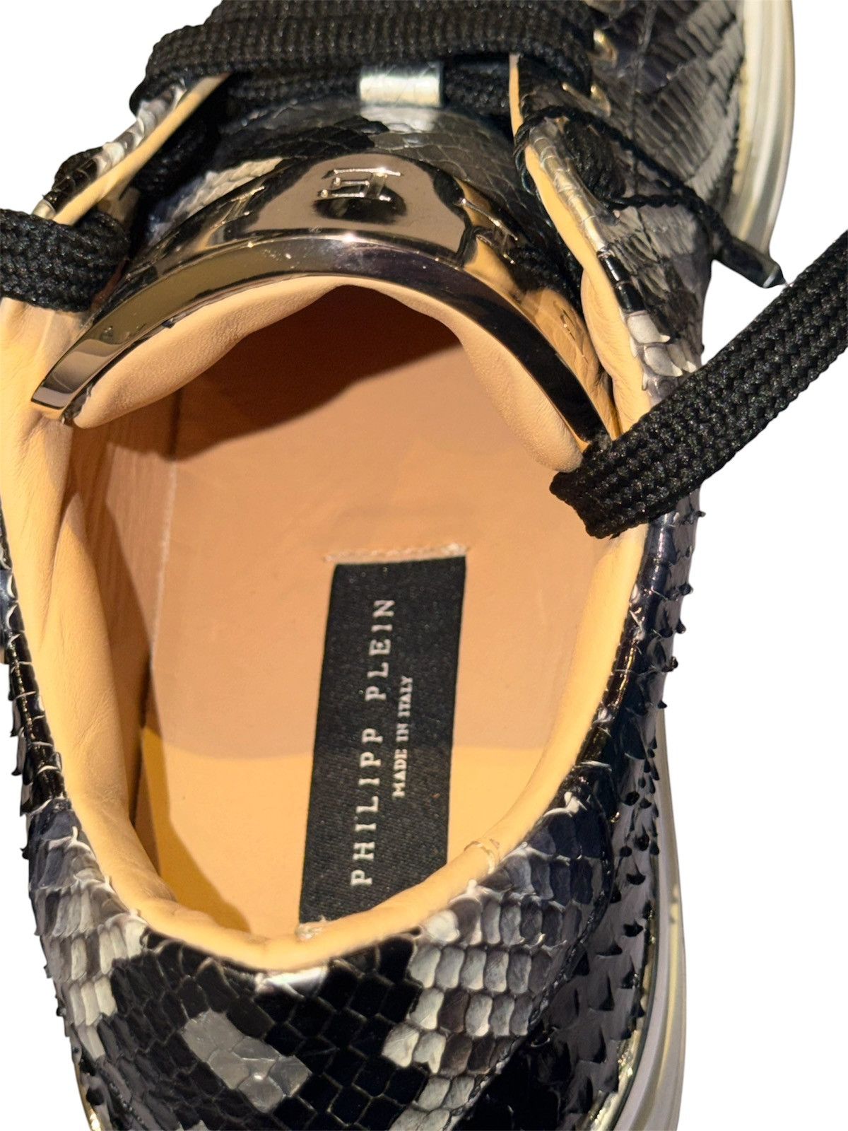 Philipp Plein Philipp Plein Python Low Top Sneakers – Black/silver Size US 7 / IT 37 - 6 Thumbnail
