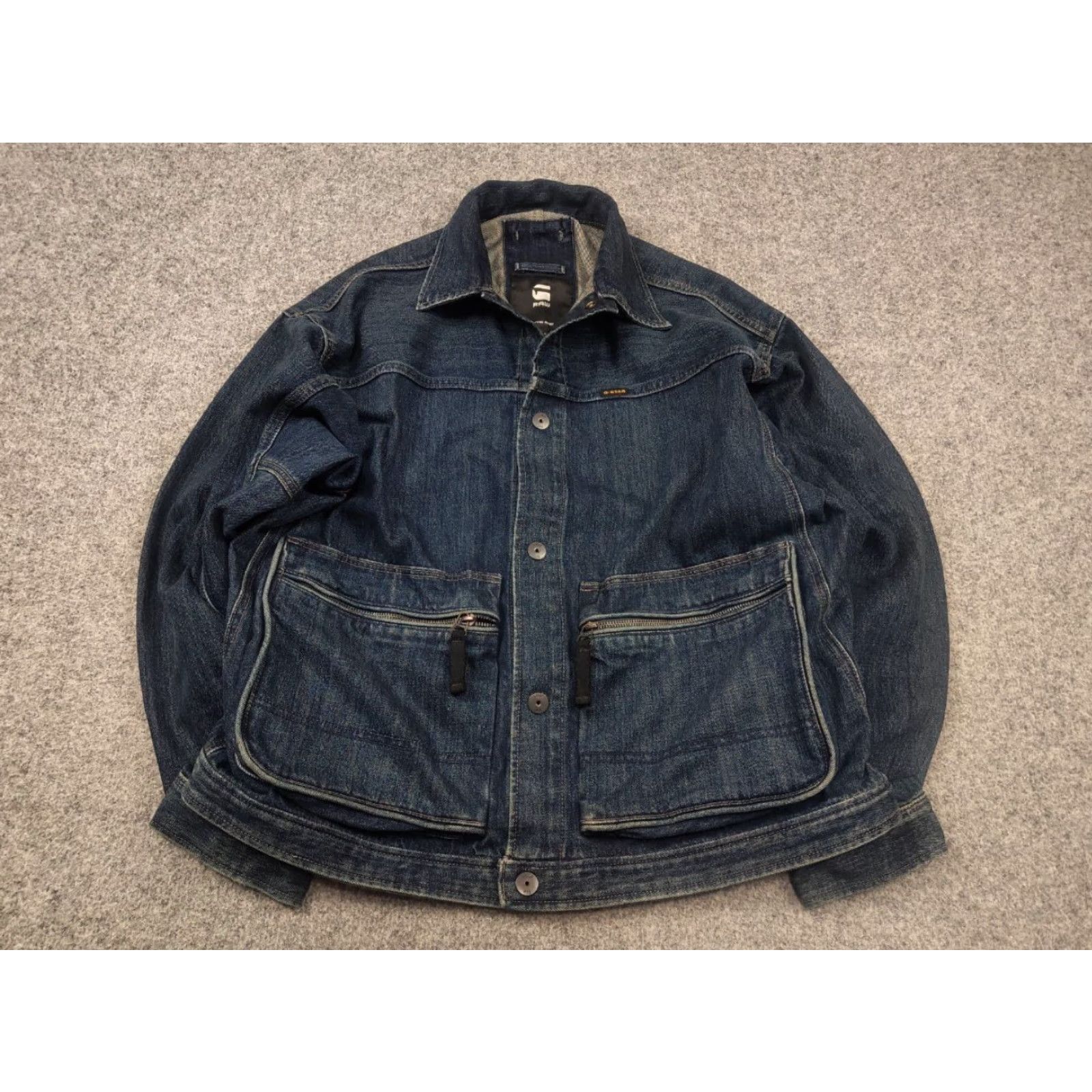 G-Star G-Star RAW Utility Coach Dakota Cargo Pocket Baggy Denim Blue Vintage Jacket Mens L Blue Denim Cargo Pockets Vintage Style Stars 90s Theme Jacket Size US L / EU 52-54 / 3 - 3 Thumbnail
