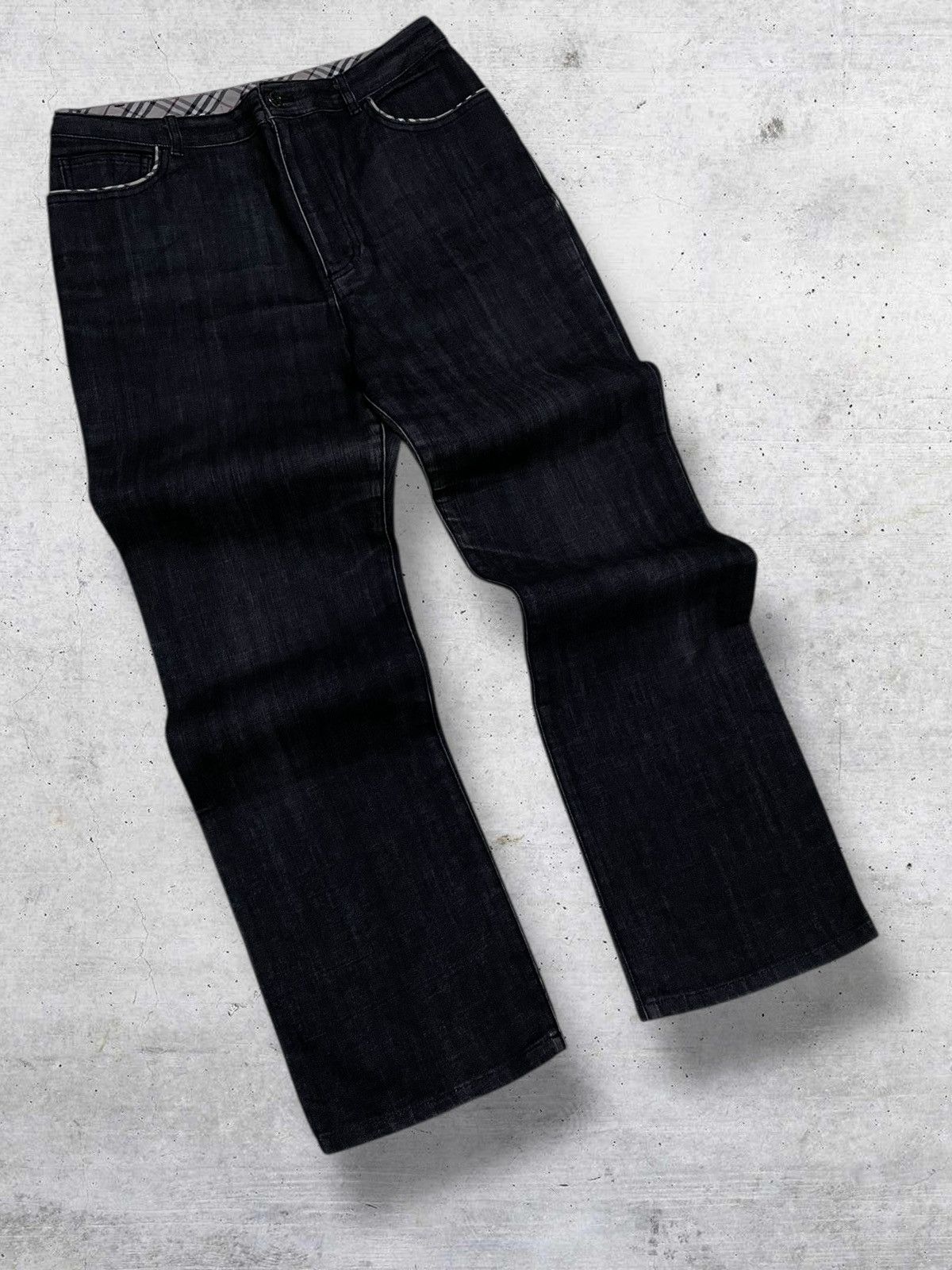 Burberry VINTAGE BURBEERY DESIGNER DEEP INDIGO PLAID PATTERN DENIM Size US 30 / EU 46 - 2 Thumbnail