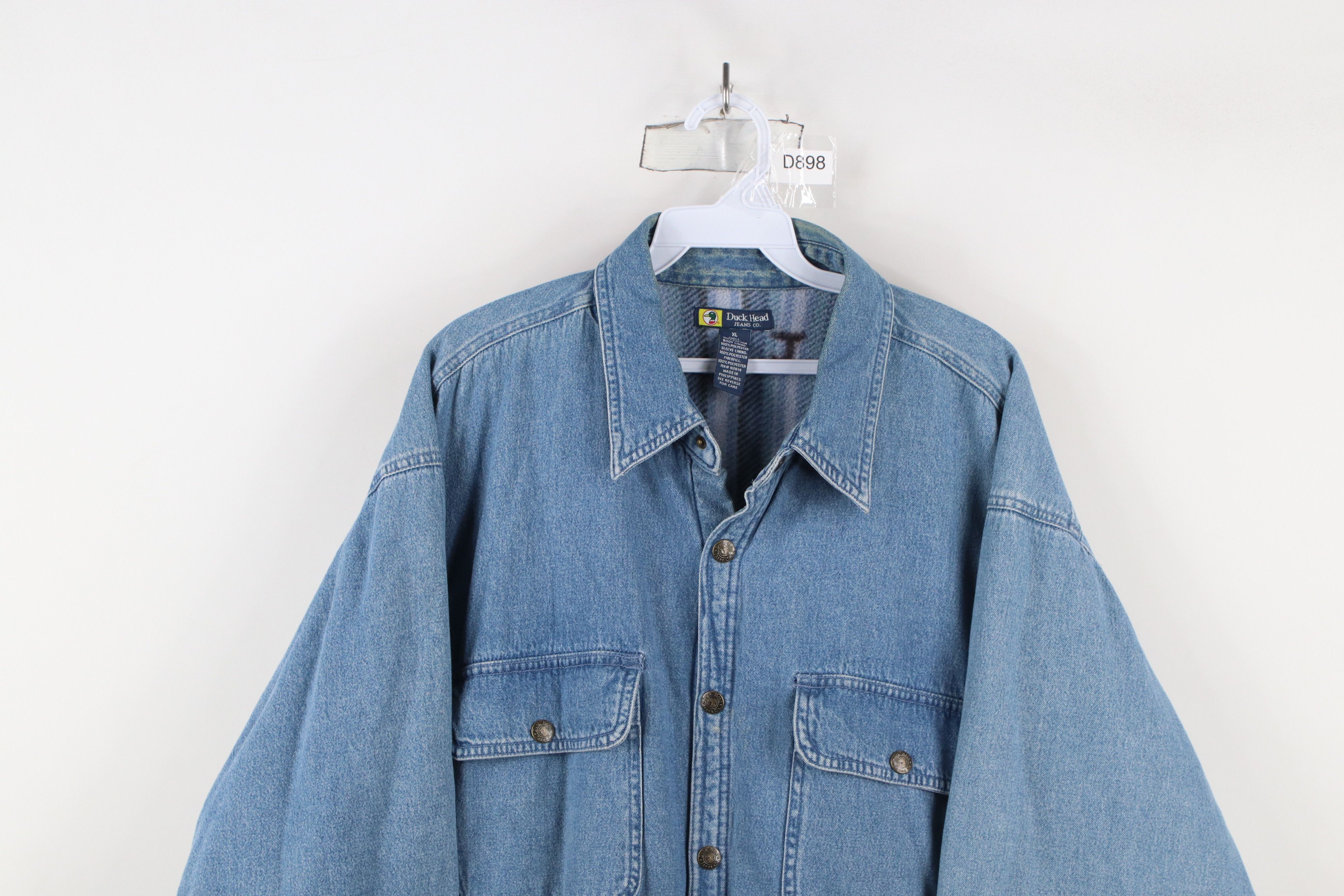 Vintage Vintage 90s Streetwear Fleece Lined Denim Jean Shirt Jacket Size US XL / EU 56 / 4 - 2 Thumbnail