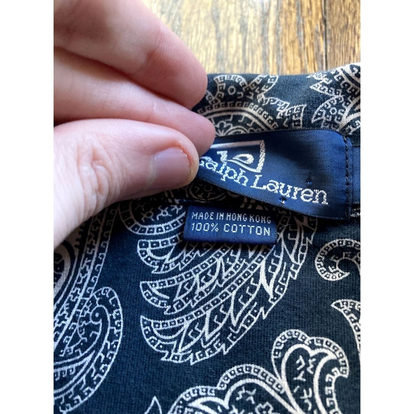 Polo Ralph Lauren VINTAGE Polo Ralph Lauren Shirt Mens L Paisley Navy Blue 90s Cotton Short Sleeve Size US L / EU 52-54 / 3 - 6 Thumbnail