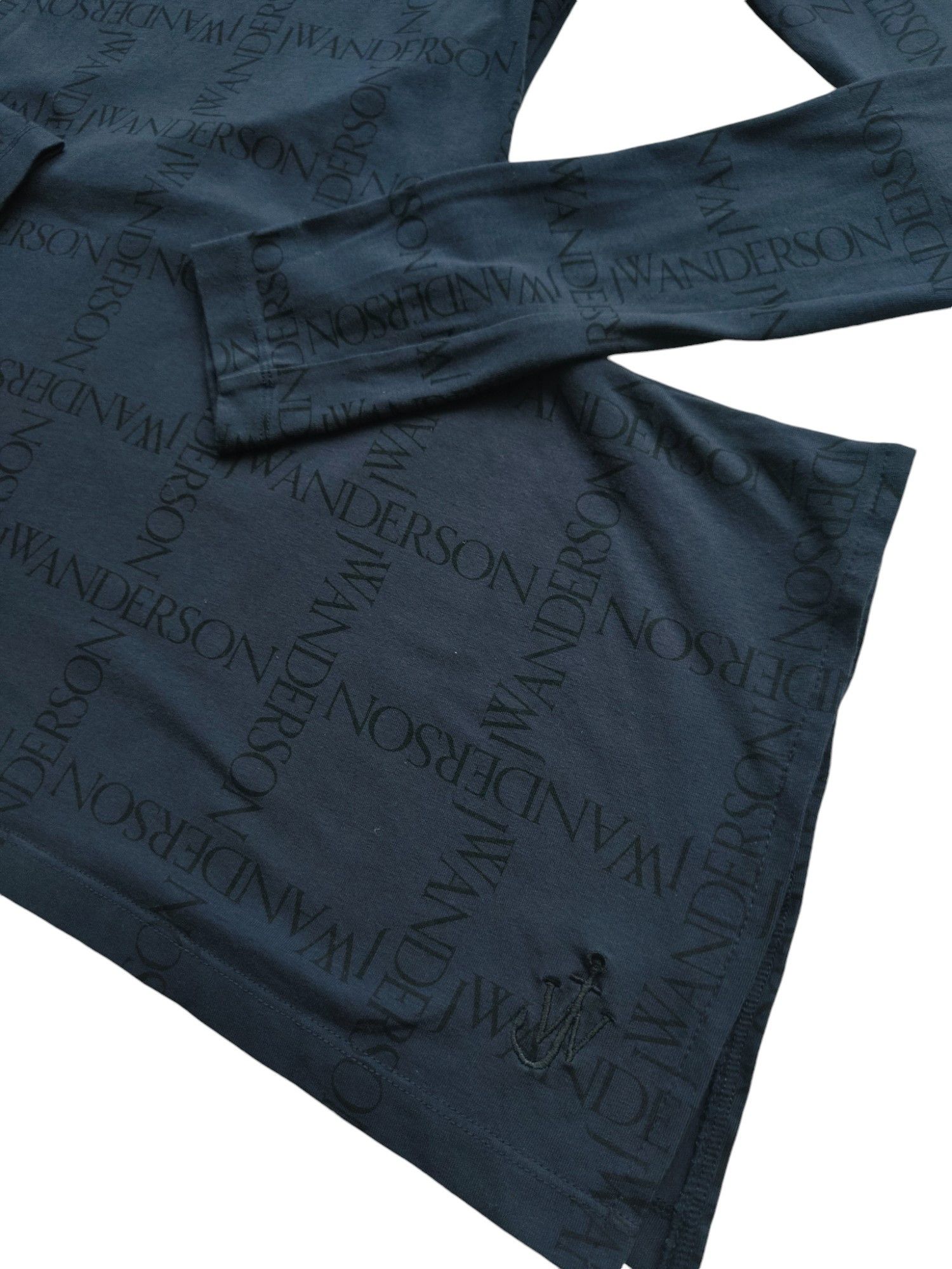 JW Anderson Navy Blue Crew Neck Cotton Top With Overall Logo Pattern Size XS / US 0-2 / IT 36-38 - 3 Thumbnail