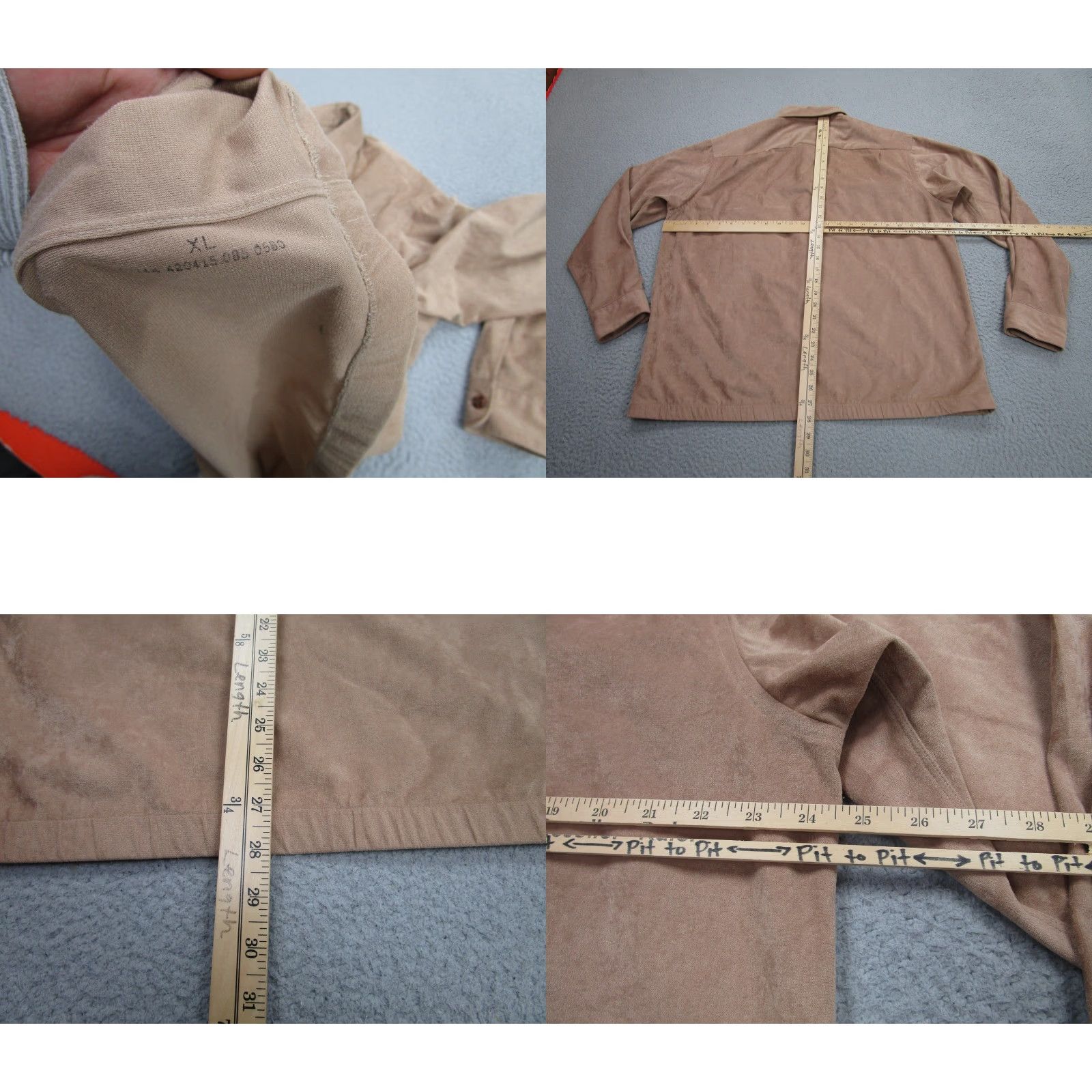 Velvet Damon Shirt Mens XL Beige Velvet Microfiber Suede Feel Vintage 80s Rockabilly Size US XL / EU 56 / 4 - 8 Thumbnail
