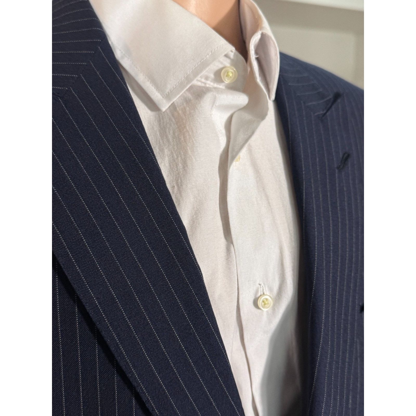 Tom Ford Tom Ford Navy Striped Peak Lapel 2pc Suit O'Connor 52R 42R Size 44R - 8 Thumbnail