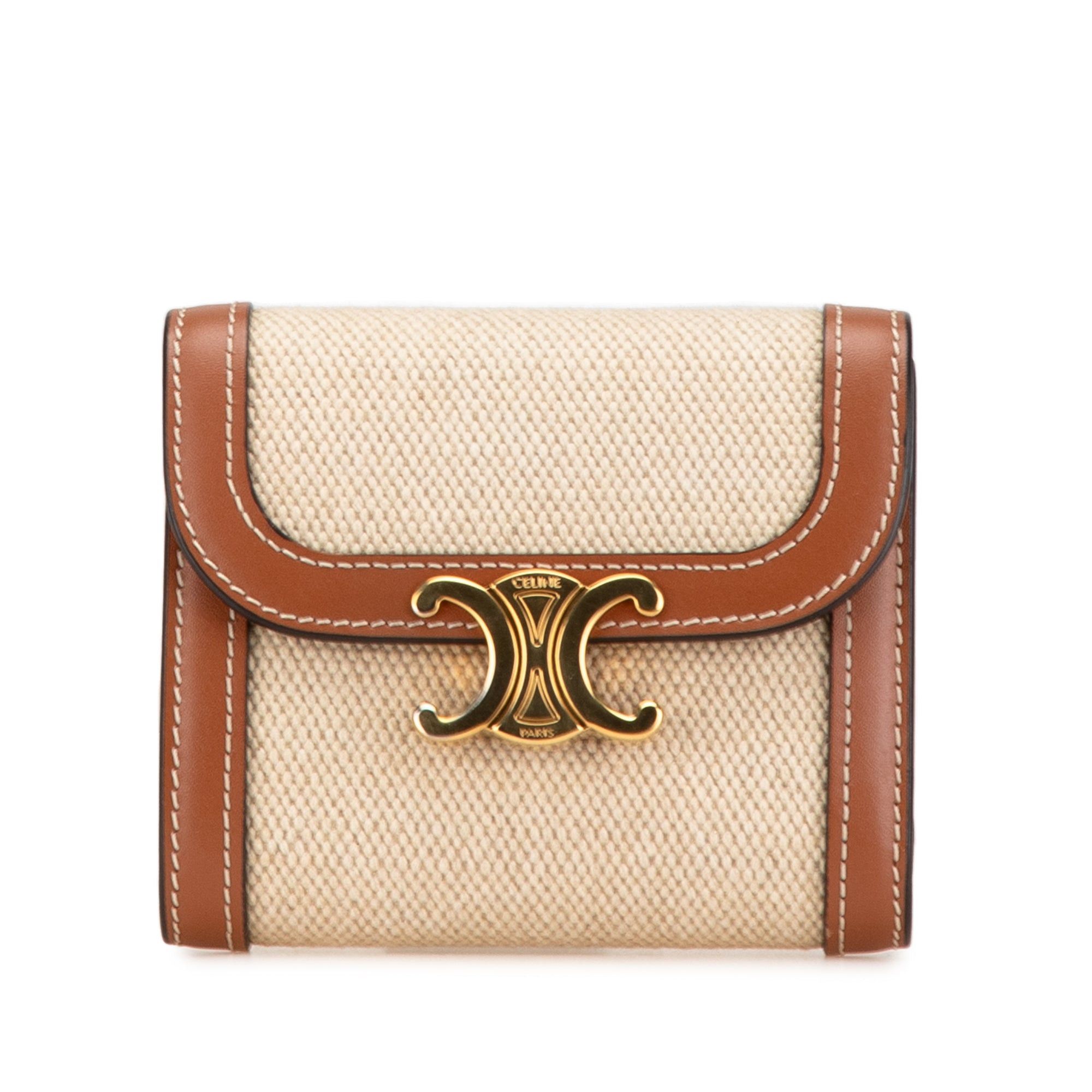 Celine Triomphe Canvas Tri-fold Wallet Brown