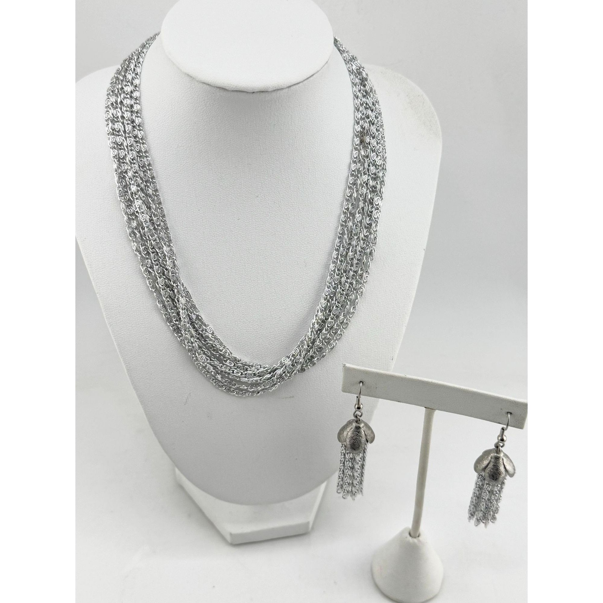 Vintage Vintage Sarah Coventry silver multi chain necklace & earring Size ONE SIZE - 2 Thumbnail