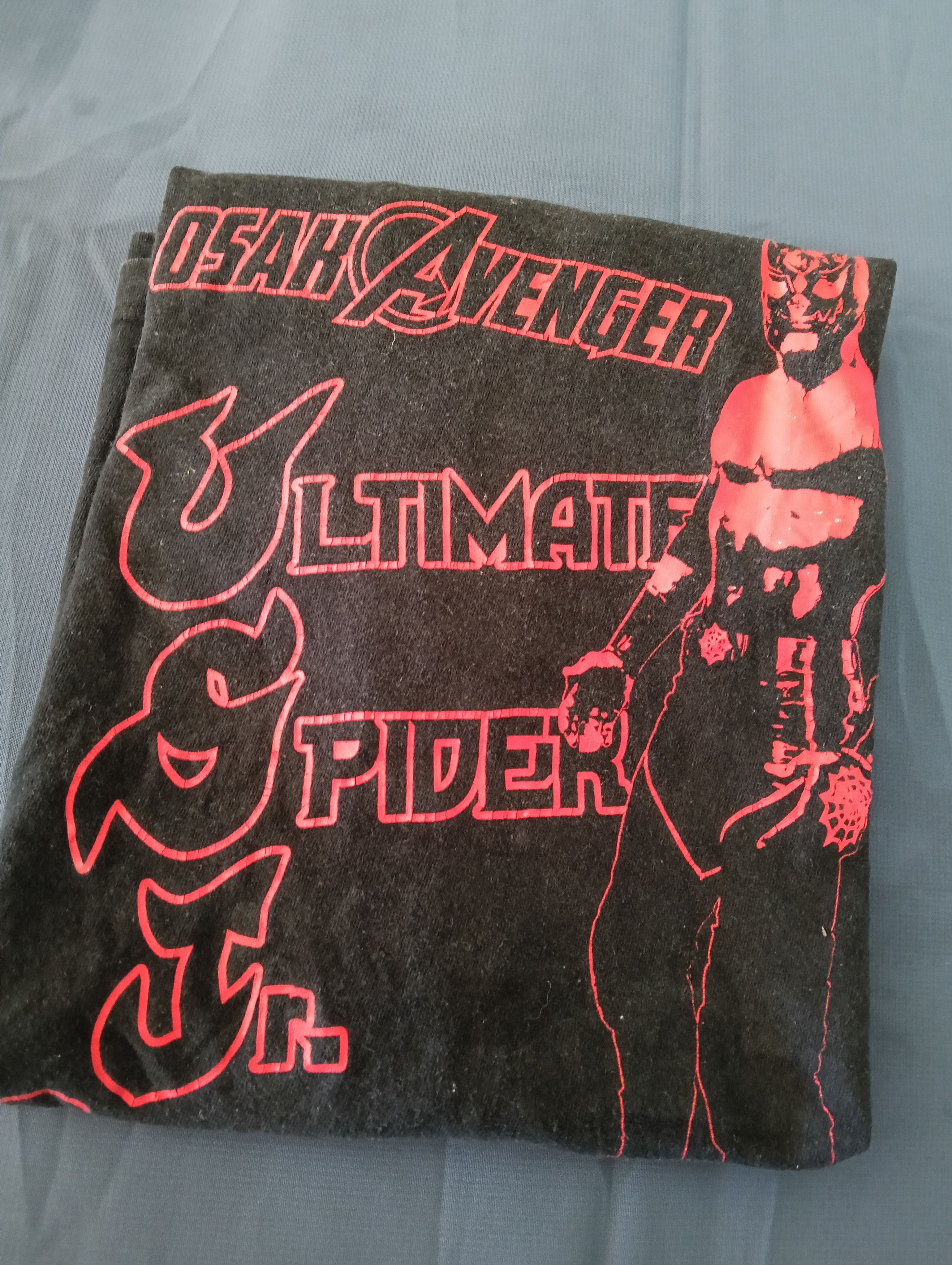 WWF Mask Ultimate spider wrestling black fade tee. Size US M / EU 48-50 / 2 - 6 Thumbnail