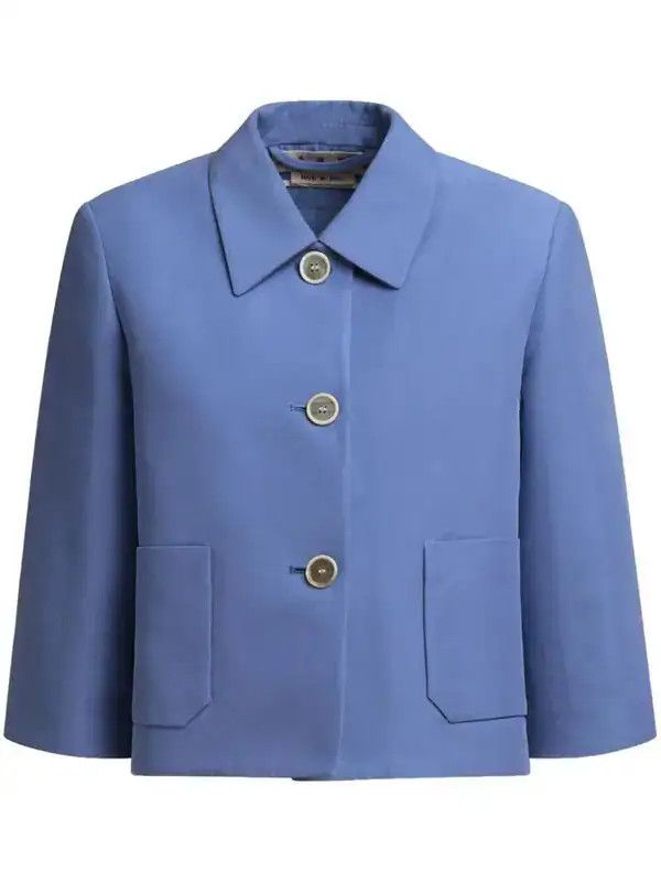Marni o1w1db10326 Cotton Cropped Jacket in Blue Size XL / US 12-14 / IT 48-50 - 1 Thumbnail