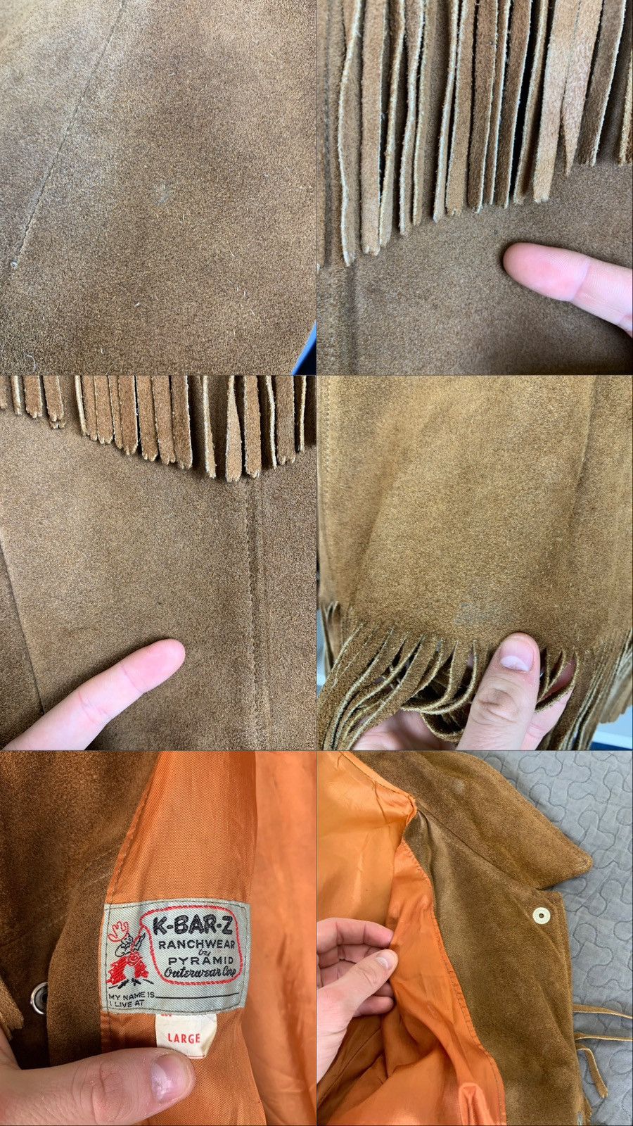 Cowboy Equipment × Vintage Vtg K-Bar-Z Ranchwear by Pyramid Cowboy Flanged Suede Jacket Size US L / EU 52-54 / 3 - 4 Thumbnail