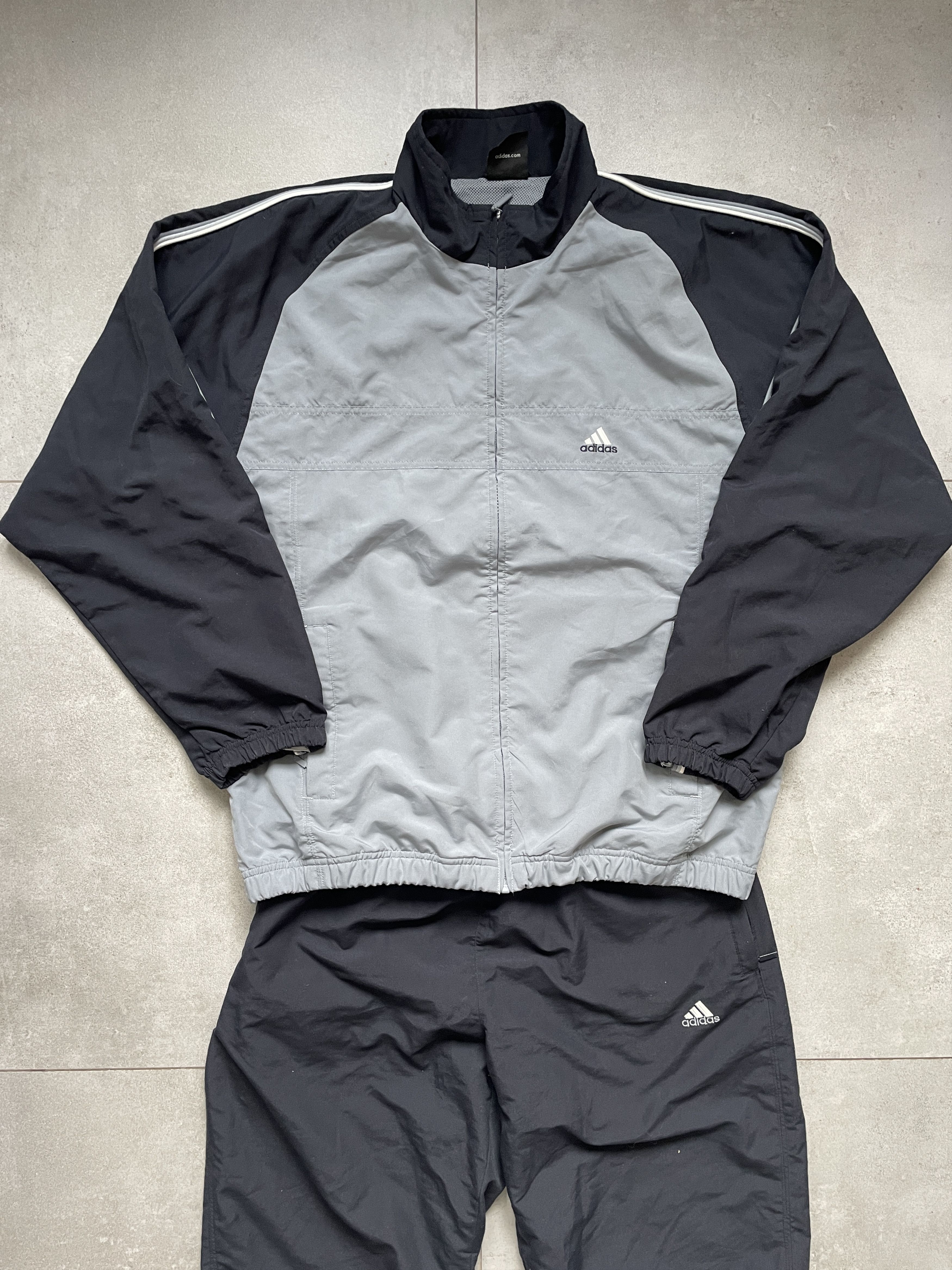Y2K ADIDAS GREY BLACK BLOKECORE TRACKSUIT