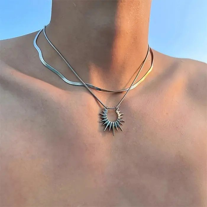 Jewelry Double Sun Pendant Necklace Size ONE SIZE - 2 Thumbnail