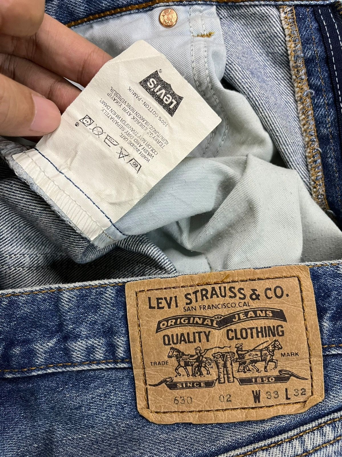 Levi's × Levi's Vintage Clothing Vintage 80s Levis 630 Orange Tab Mud Wash Rip Baggy Jeans Size US 33 - 9 Thumbnail