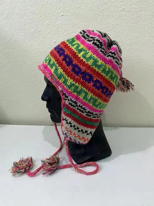 Japanese Brand Rare Multicolour Japanese Brand Earflap Knit Beanie Hat Size ONE SIZE - 2 Thumbnail