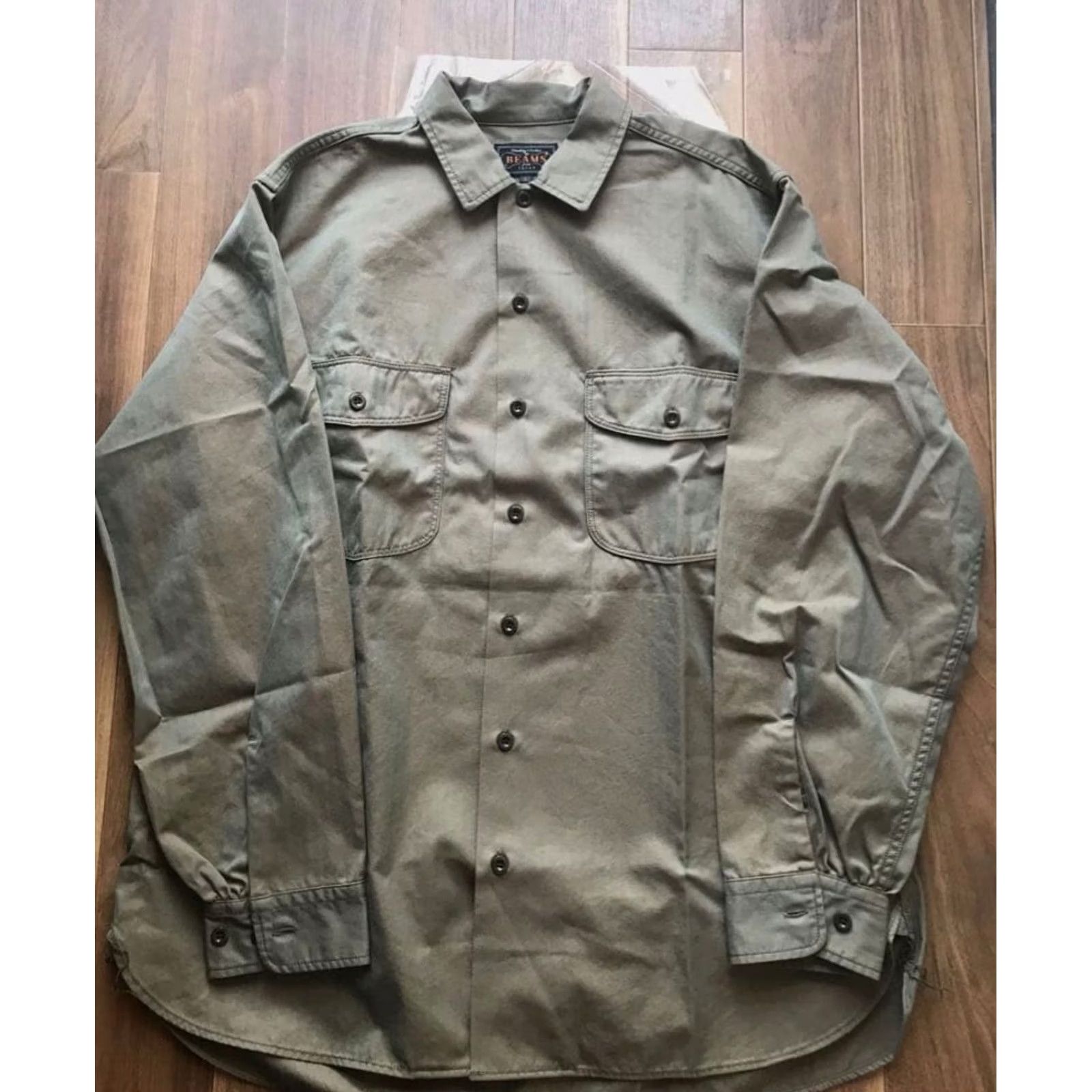 Beams Plus VINTAGE BEAMS PLUS Military Shirt Jacket L Olive Mens Casual Button-Up 100% Cotton From Japan FS Size US L / EU 52-54 / 3 - 4 Thumbnail