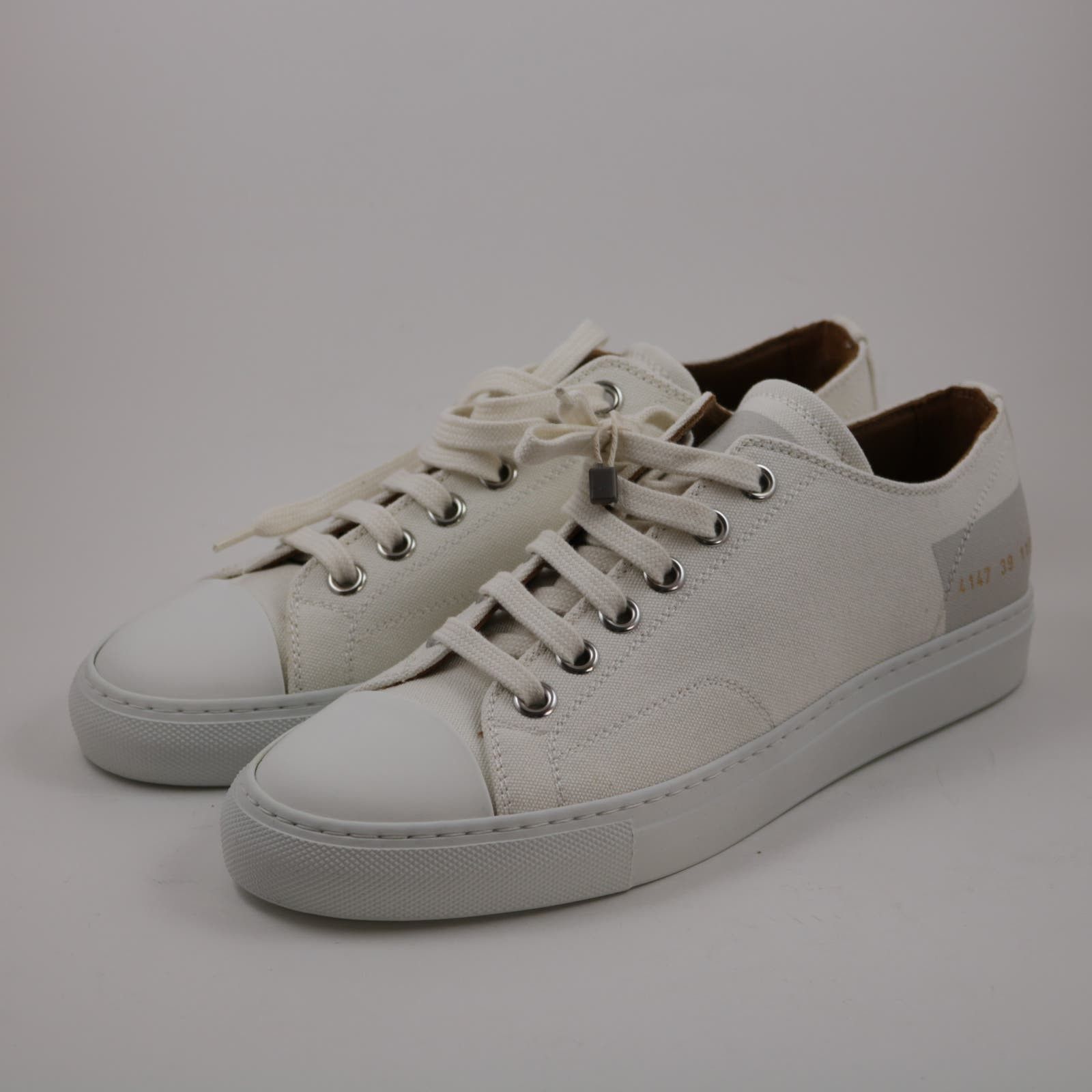 image of Common Projects Off White Tournament Leather Canvas Sneakers, Women's (Size 9)