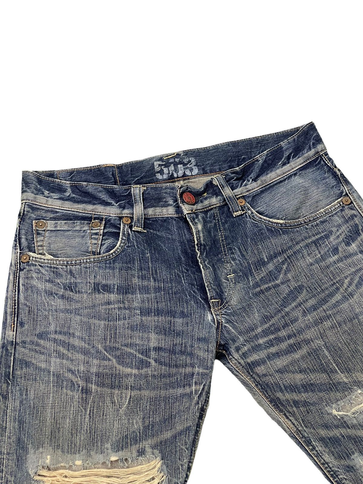 Edwin Flare Jeans Edwin Japan Faded Distress Boot Cut 8🟦0 Size US 35 - 8 Thumbnail