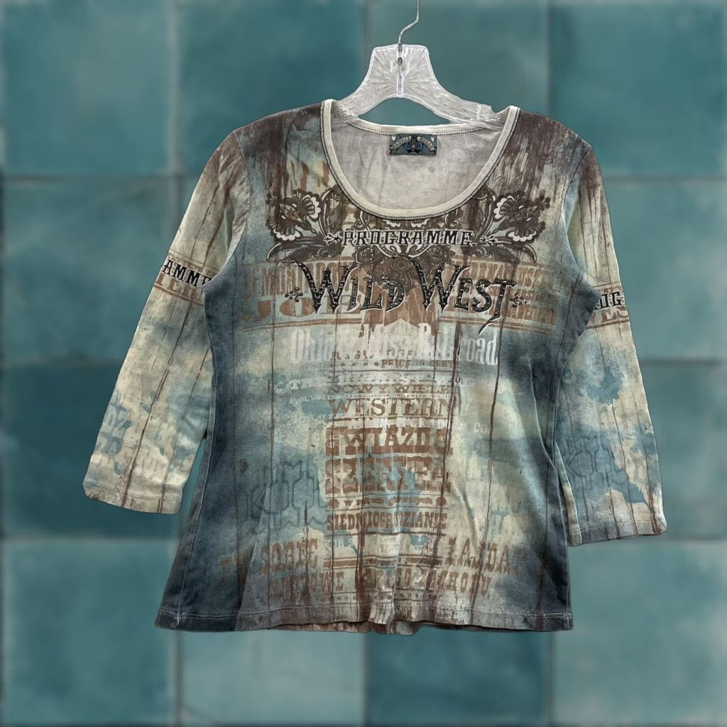 Vintage VINTAGE Y2K Top Shirt Western Cowboy Cowgirl Boho Grunge L Beige Nike? Size L / US 10 / IT 46 - 1 Thumbnail