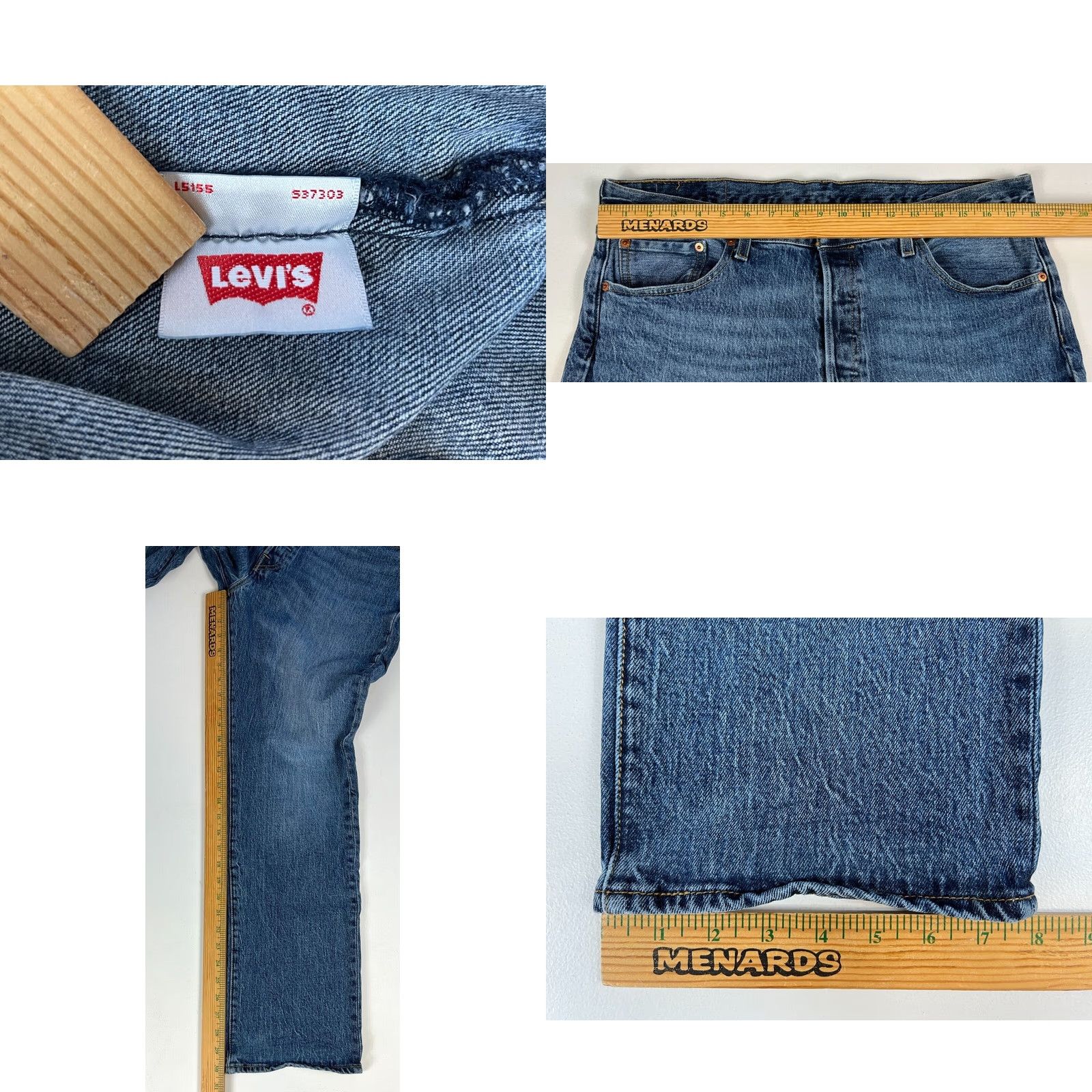 Levi's Levi's 501 Jeans Men Blue Medium Wash 36x30 Regular Denim 5-Pocket Straight Cotton Vintage Style Mens Size US 36 / EU 52 - 8 Thumbnail