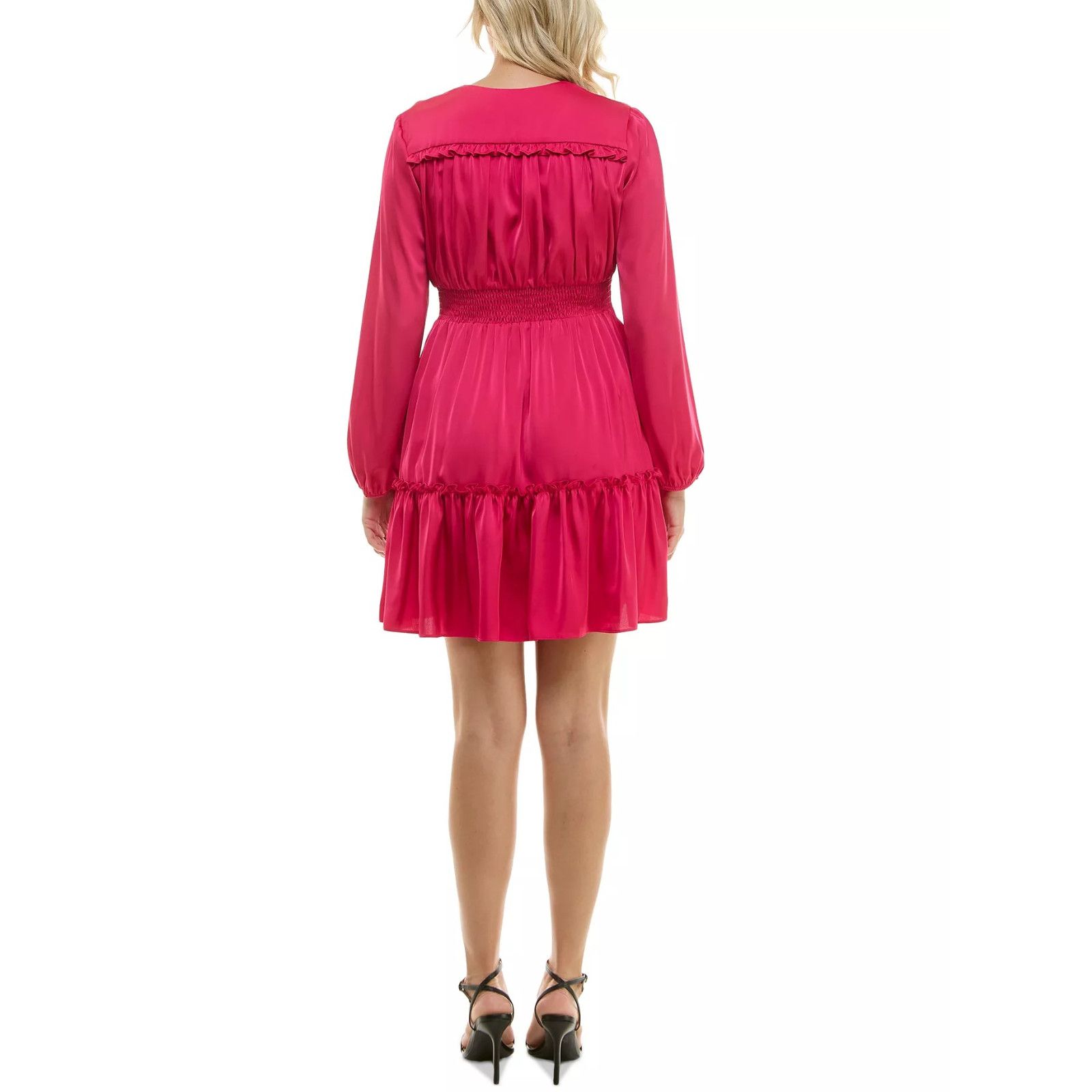 Other Taylor Petite Satin Belted Smocked Fit & Flare Dress SIZE 6P Size M / US 6-8 / IT 42-44 - 5 Thumbnail