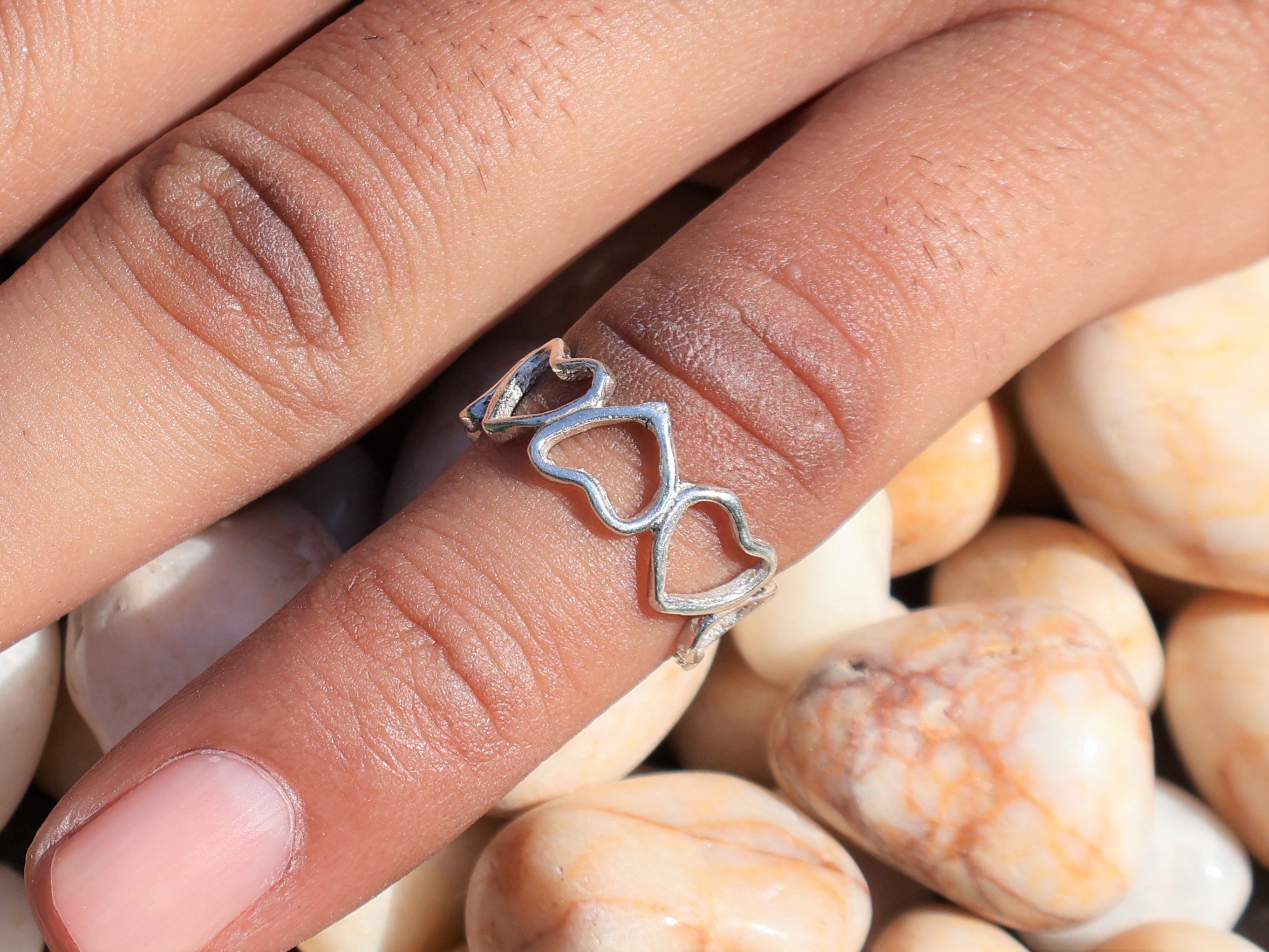 Handmade Heart to Heart Ring, 925 Sterling Silver Handmade Ring, Size ONE SIZE - 7 Thumbnail