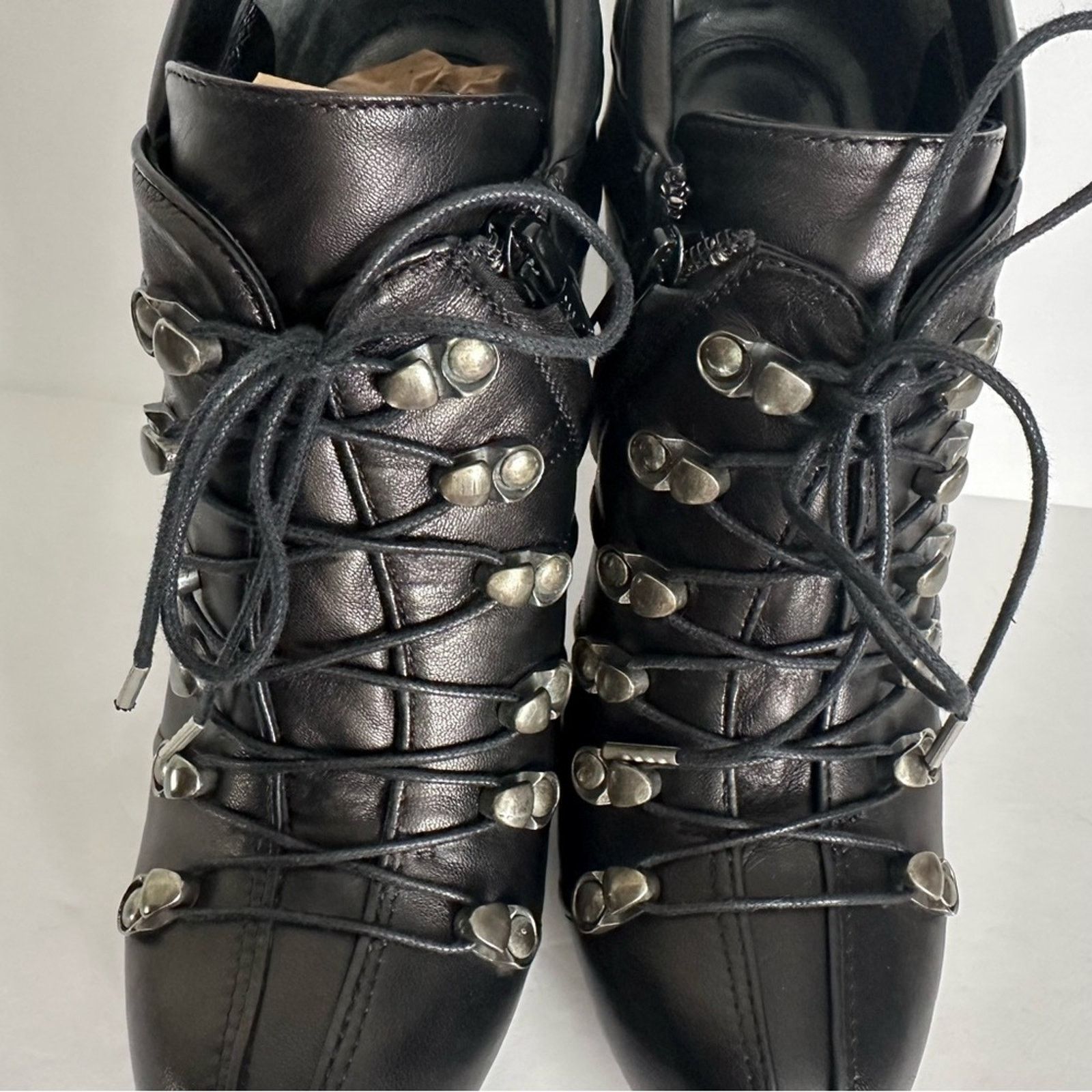Alexander McQueen Studded Biker Booties Black IT 38 US 8 Stiletto Lace / Zip Size US 8 / IT 38 - 6 Thumbnail