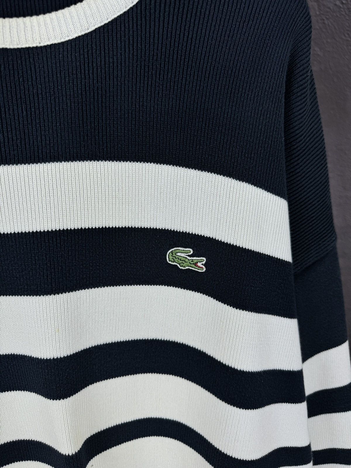 Lacoste Lacoste vintage white blue striped sweater knitwear Size US XXL / EU 58 / 5 - 7 Thumbnail