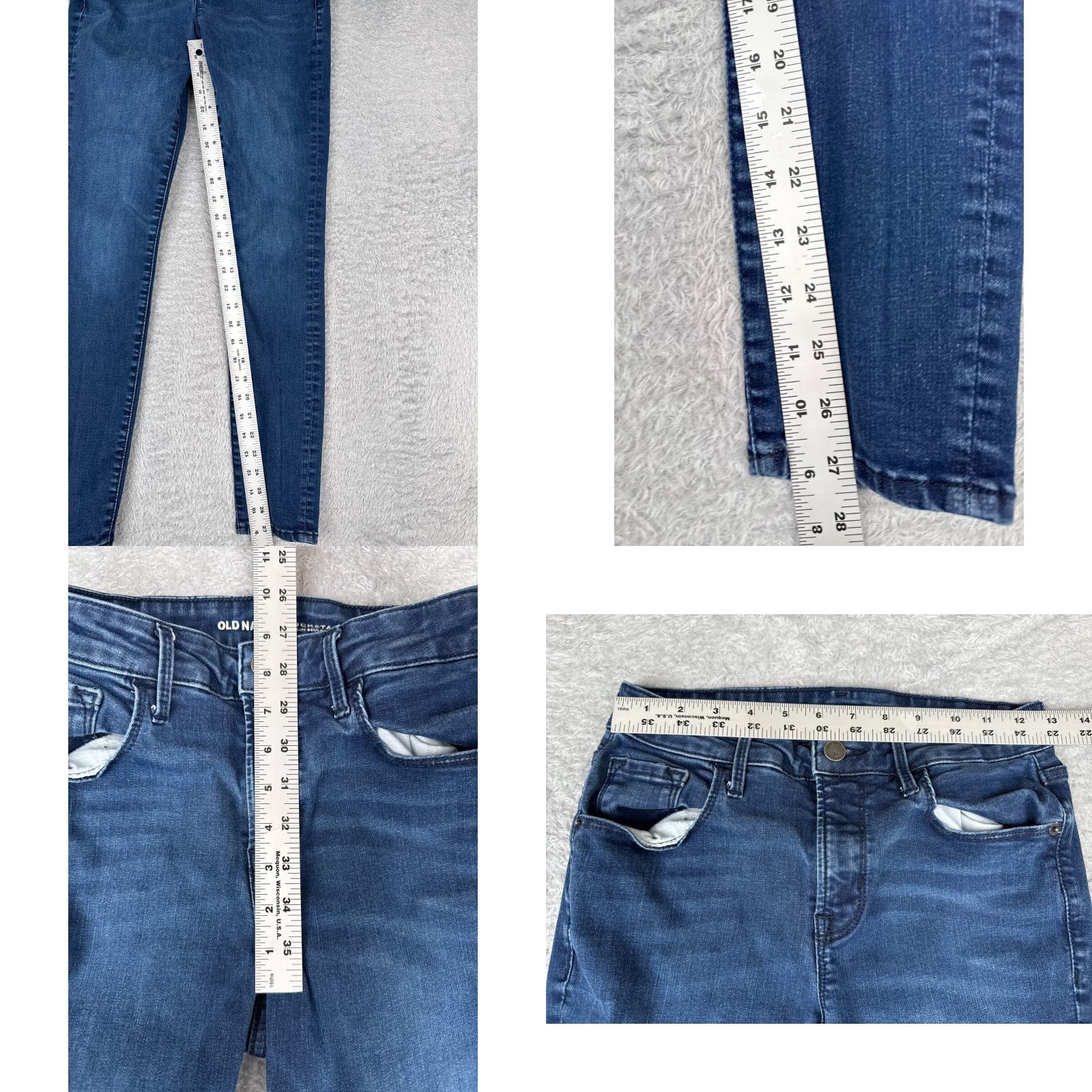 Old Navy Old Navy Jeans Womens 14 Blue Denim Rockstar Super Skinny Extra High Rise 31x28 90s Retro American Designer Womens Size 36" / US 14 / IT 50 - 8 Thumbnail