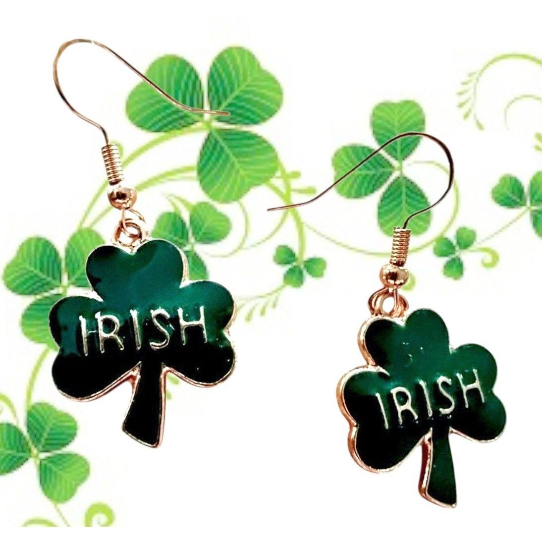 Handmade St Patricks Day Shamrock Earrings Dangle Hooks New Irish Fes Size ONE SIZE - 2 Thumbnail