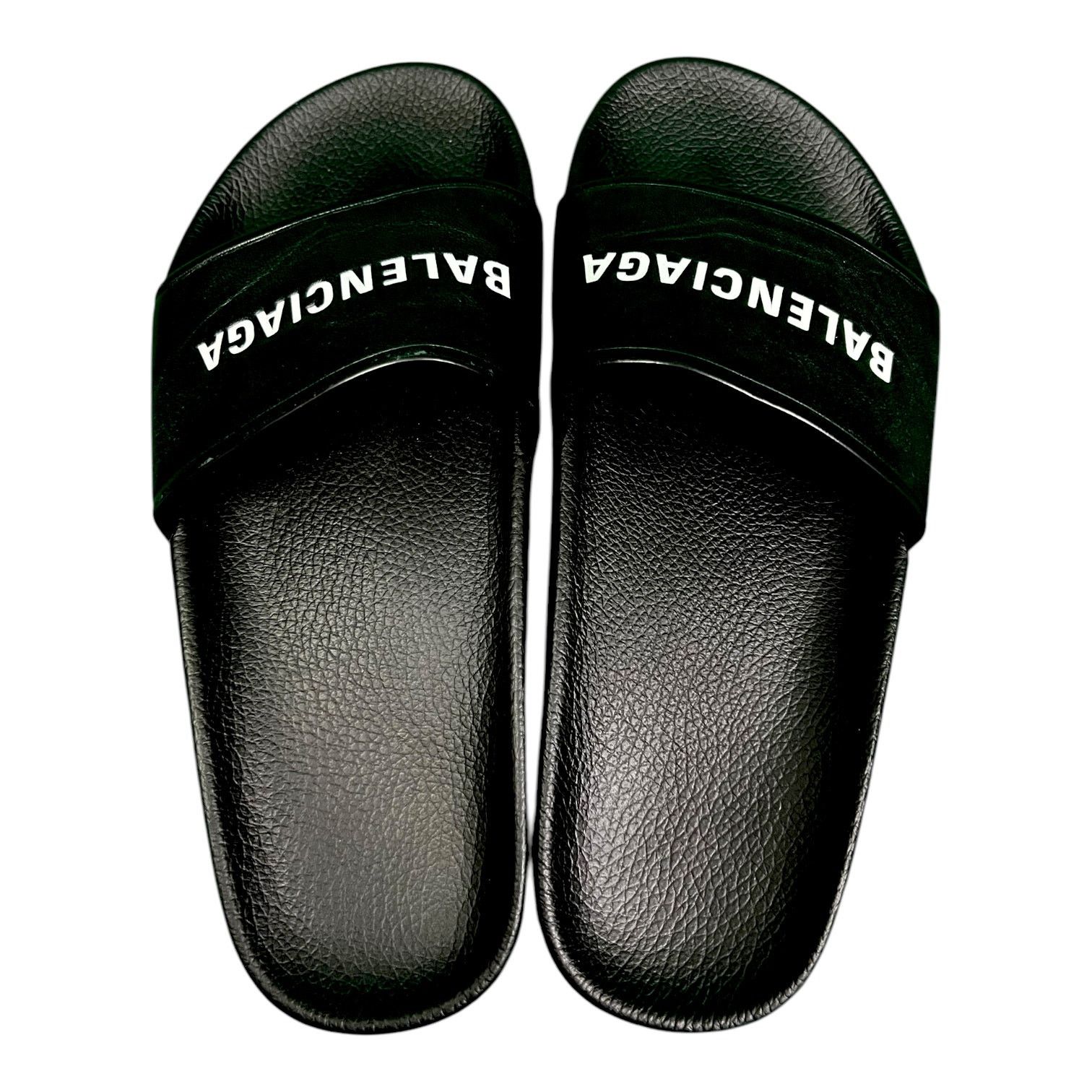 Balenciaga Unisex Balenciaga Classic Black Logo Slides Sandals Size 8 Size US 8 / EU 41 - 2 Thumbnail
