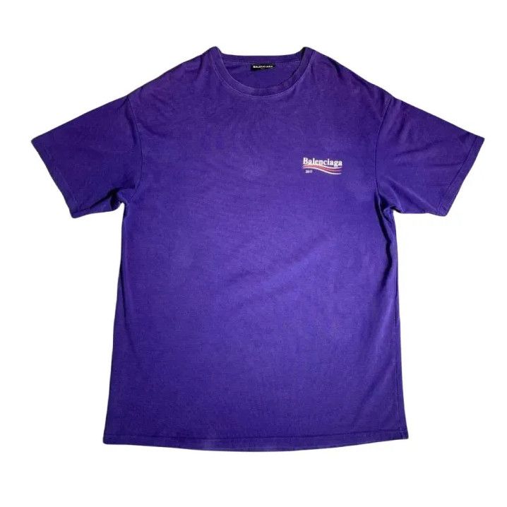 Balenciaga Balenciaga Purple Logo Embroidered T-Shirt Size US XS / EU 42 / 0 - 1 Thumbnail