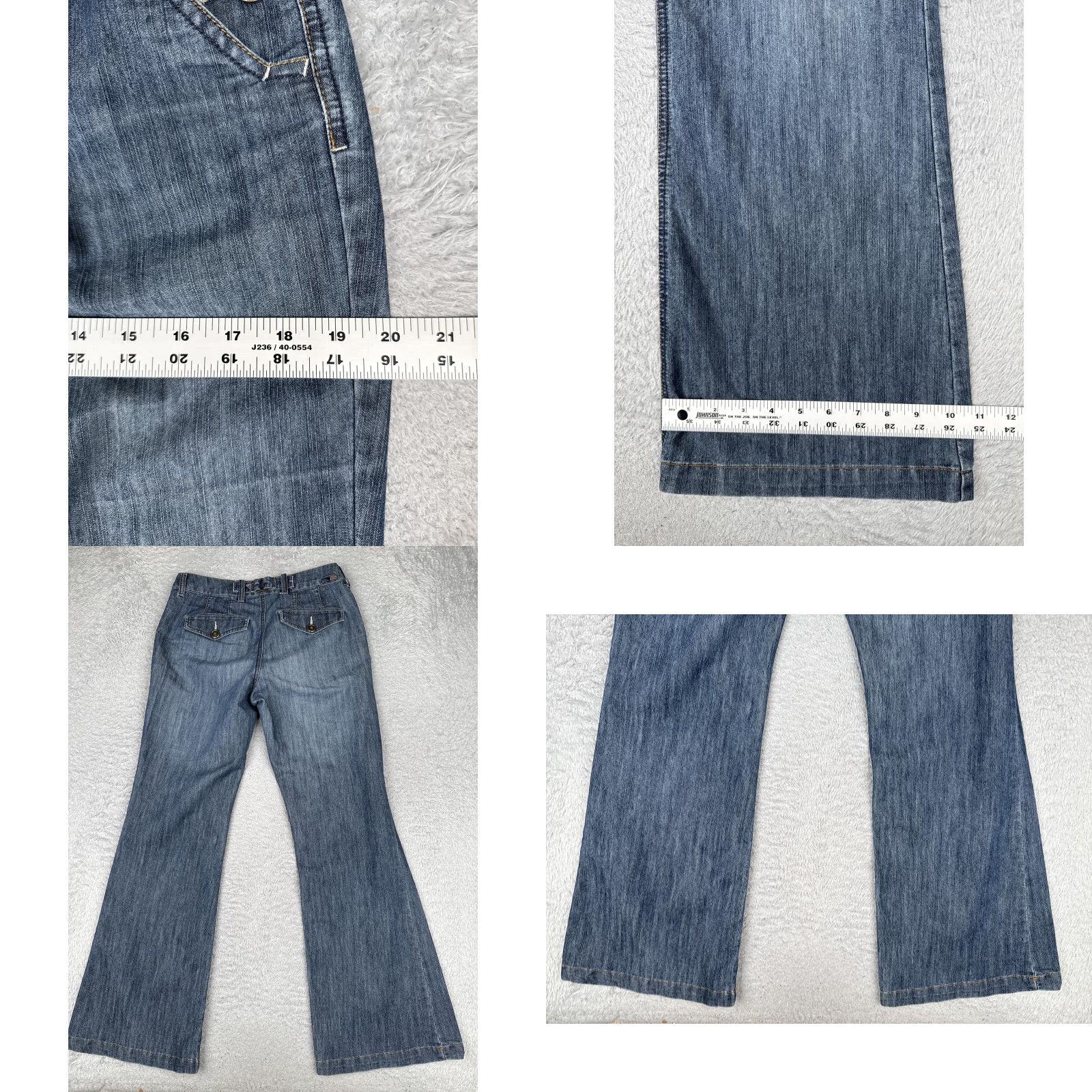 Denime Beau Jeans Womens 8 Wide-Leg Denim Blue Medium Wash Mid Rise Relaxed Stretch 28x32 Jeans Size 30" / US 8 / IT 44 - 9 Thumbnail
