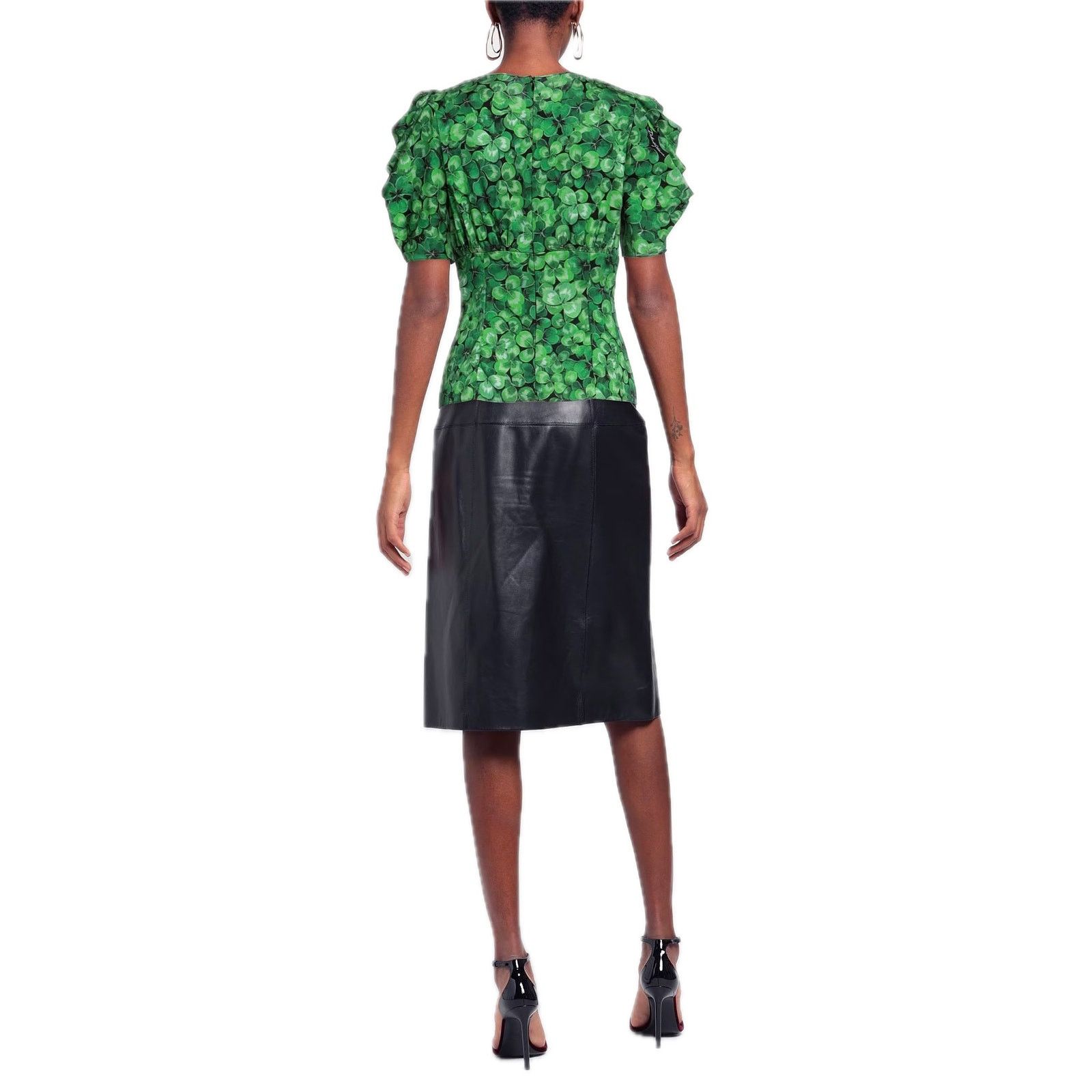 Dolce & Gabbana Dolce & Gabbana Green Clover Print Blouse Silk IT 36 XXS Size XS / US 0-2 / IT 36-38 - 3 Thumbnail