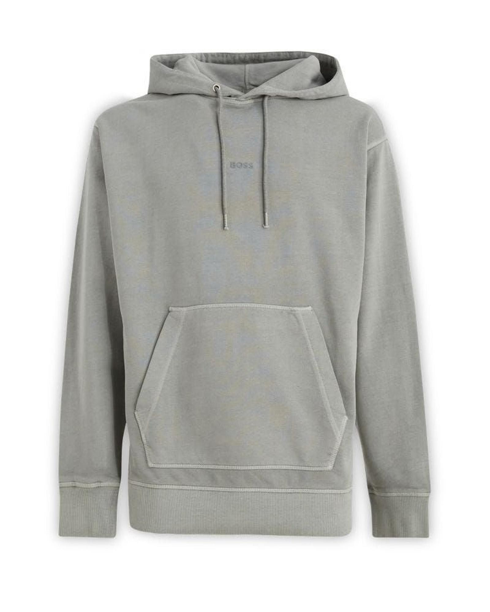 Image of Hugo Boss Logo Details Hooded Sweatshirt in Grey, Men's (Size XL)